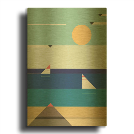 'Quiet Sea' By Antony Squizzato Gold Metal Wall Art
