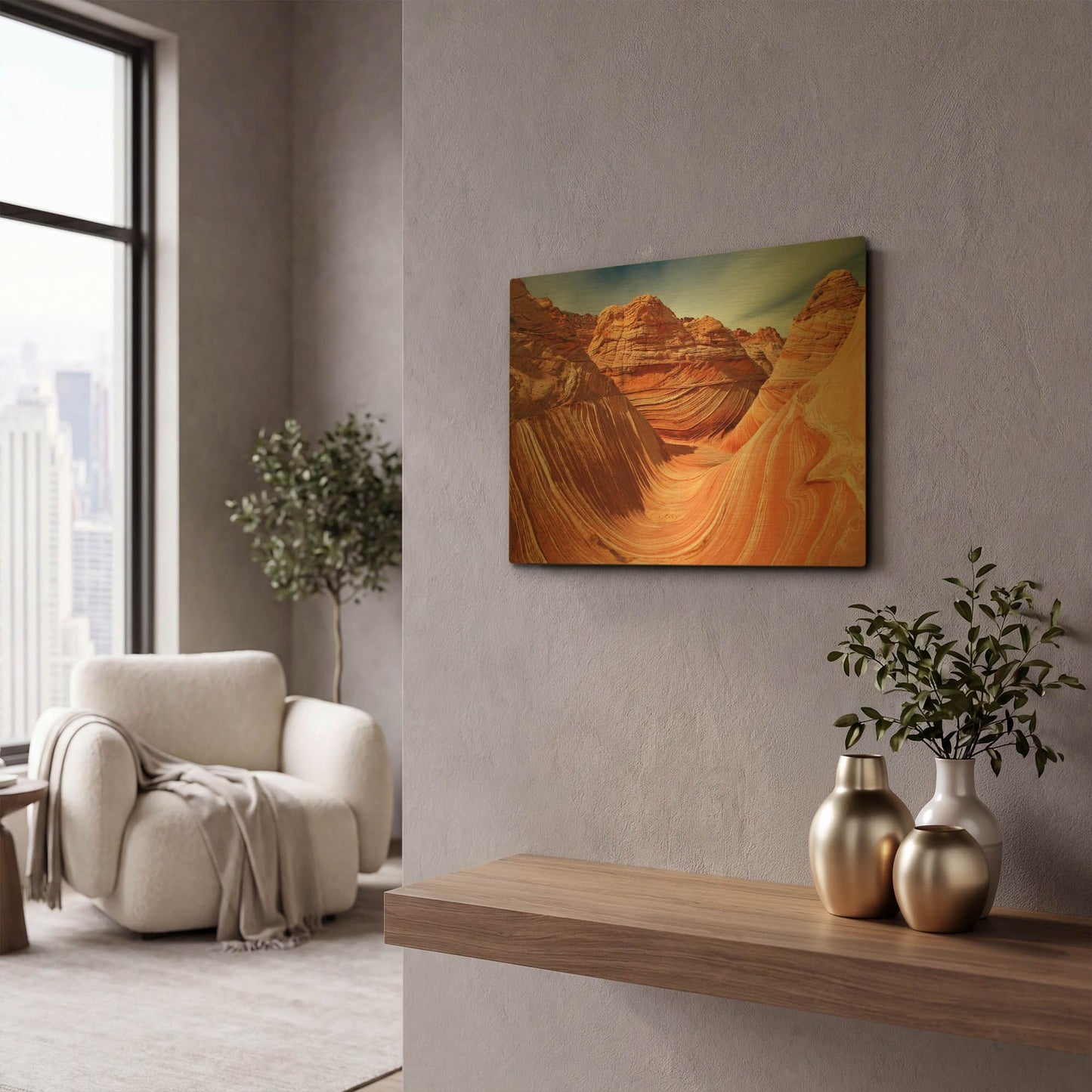 'The Wave Classic View' By Mike Jones Gold Metal Wall Art