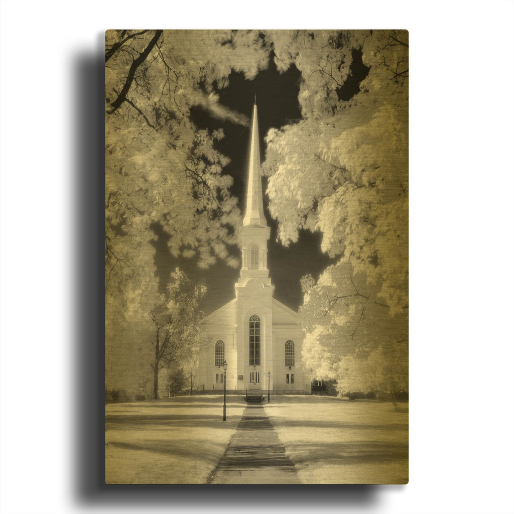 'Westfield Church Infrared' By Mike Jones Gold Metal Wall Art