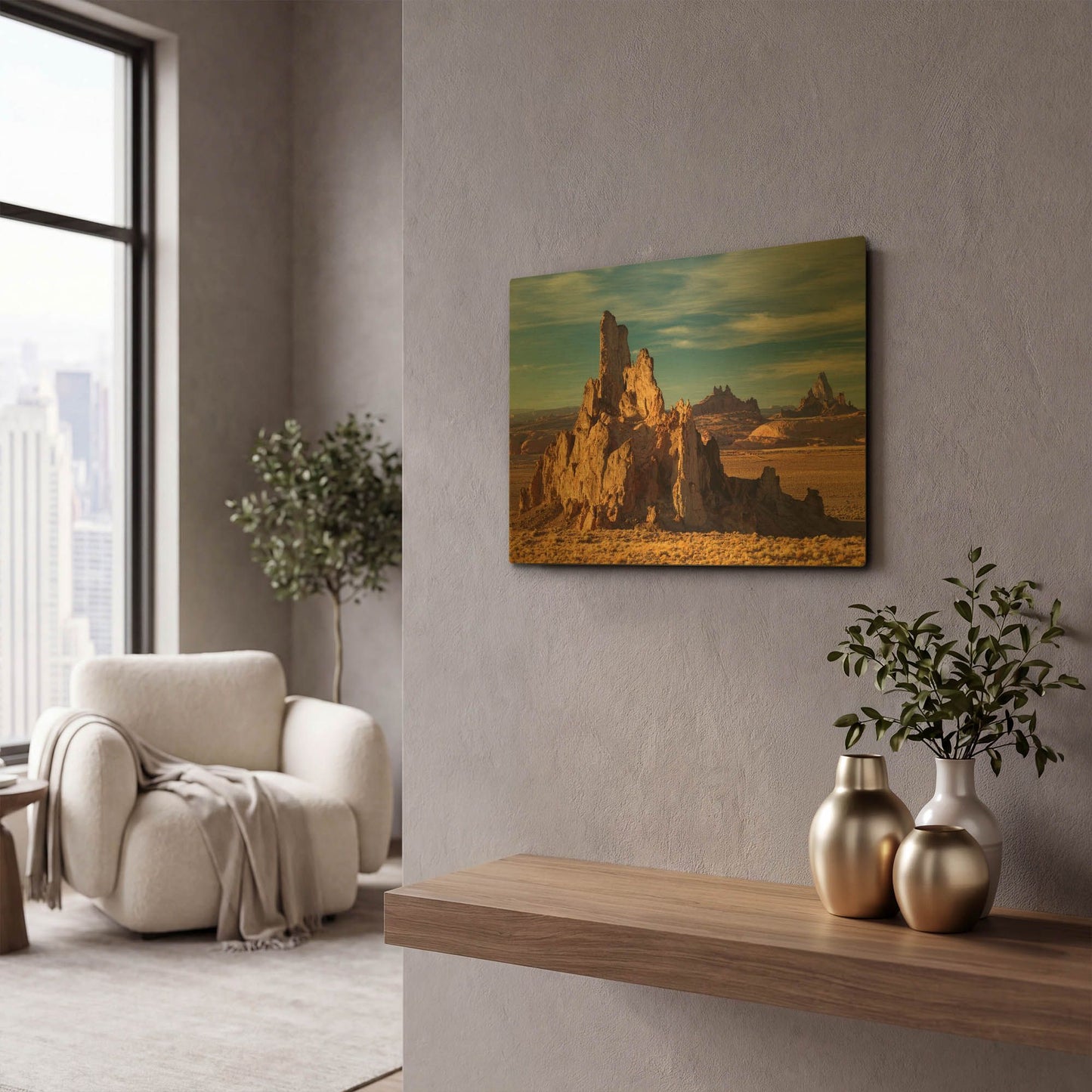 'Agathia Peak Rock' By Mike Jones Gold Metal Wall Art