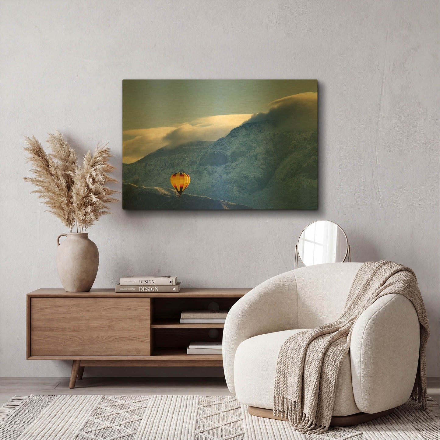 'Balloon Fiesta Snow' By Mike Jones Gold Metal Wall Art