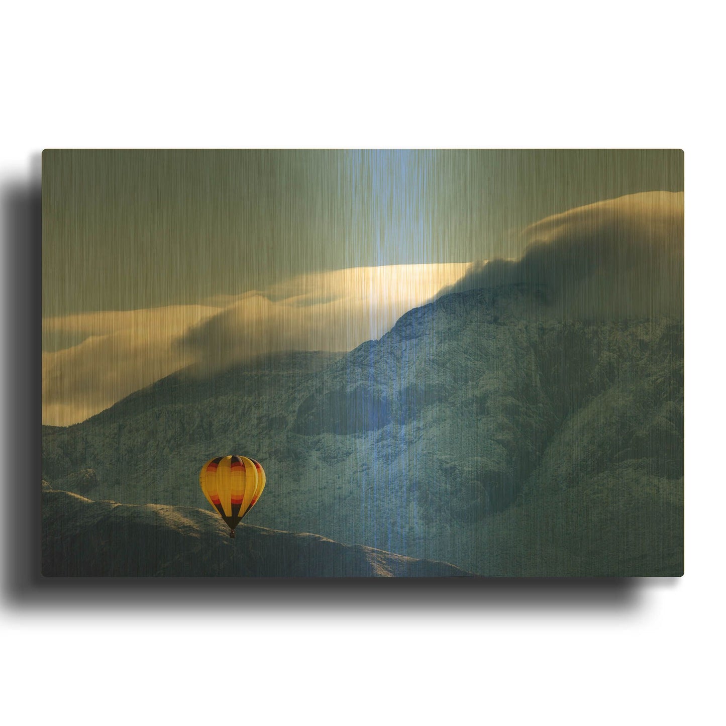 'Balloon Fiesta Snow' By Mike Jones Gold Metal Wall Art