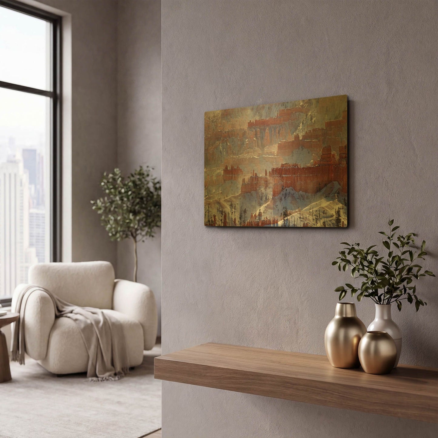 'Bryce Telephoto Snow' By Mike Jones Gold Metal Wall Art