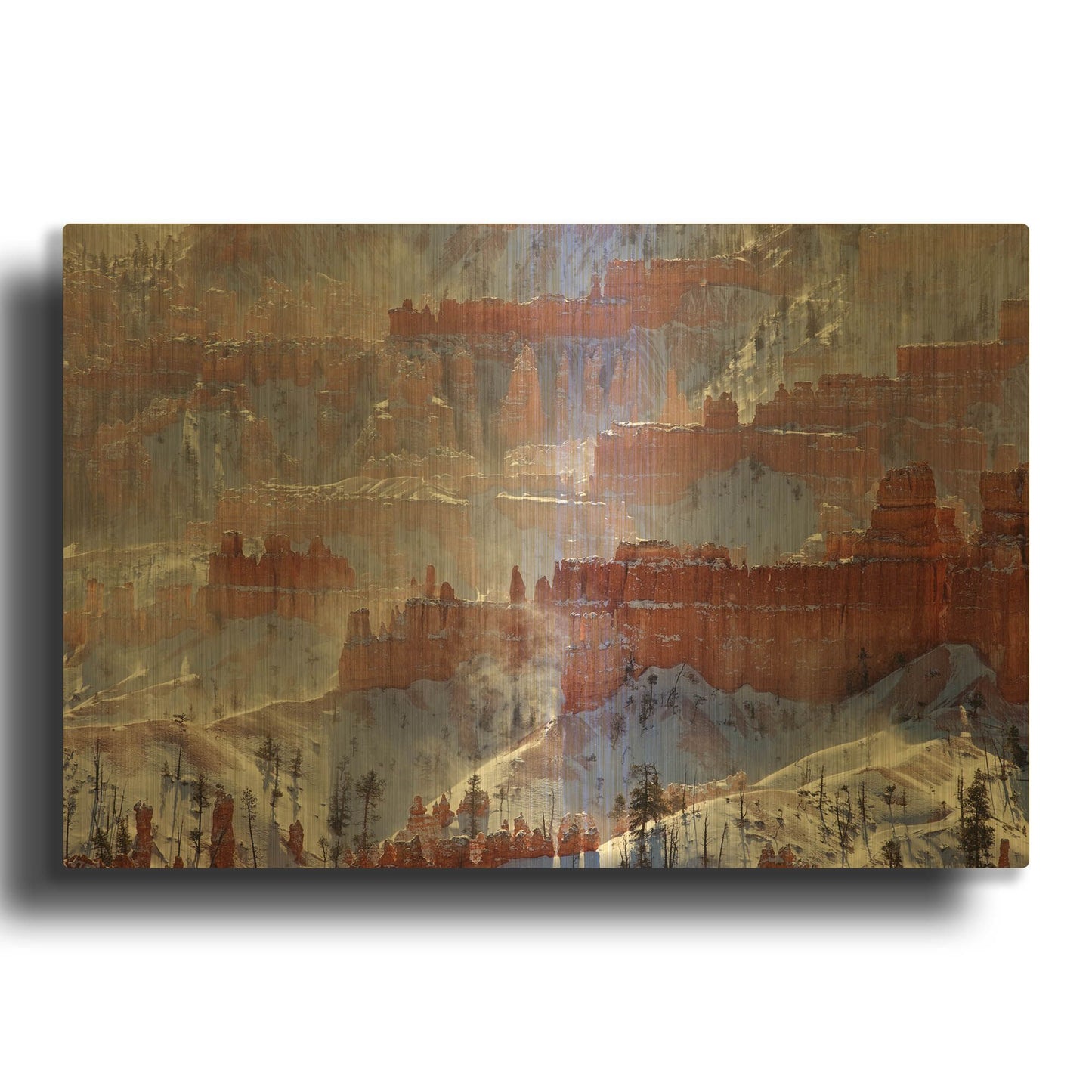 'Bryce Telephoto Snow' By Mike Jones Gold Metal Wall Art