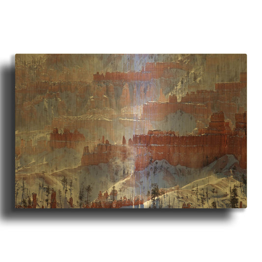 'Bryce Telephoto Snow' By Mike Jones Gold Metal Wall Art