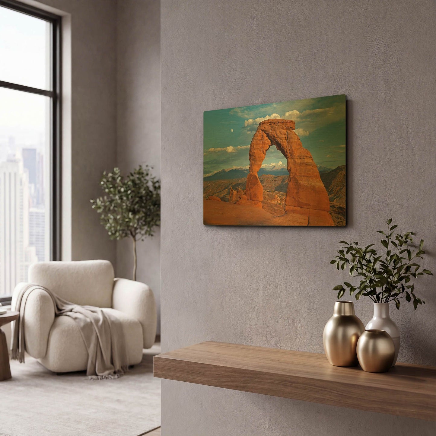 'Delicate Arch Sunset' By Mike Jones Gold Metal Wall Art