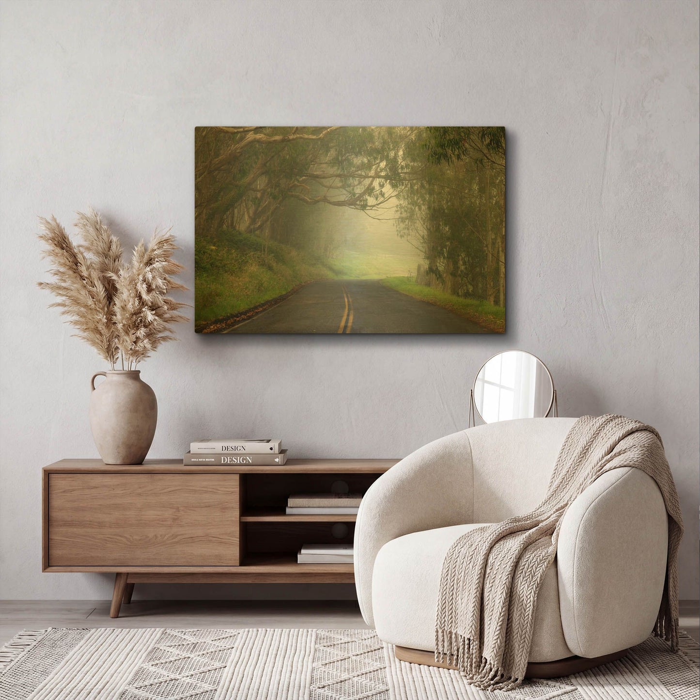 'Foggy Road near Dillon Beach' By Mike Jones Gold Metal Wall Art