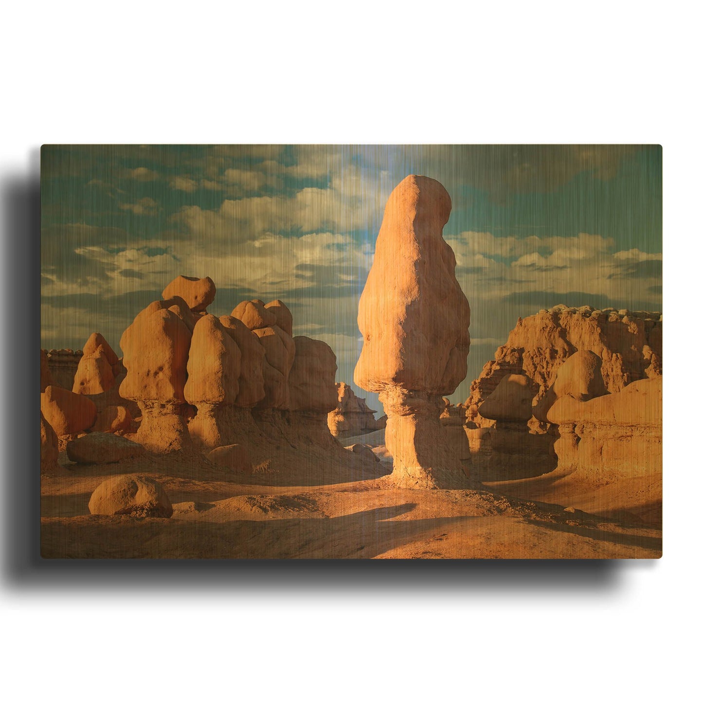 'Goblin Valley Tall Hoodoo' By Mike Jones Gold Metal Wall Art