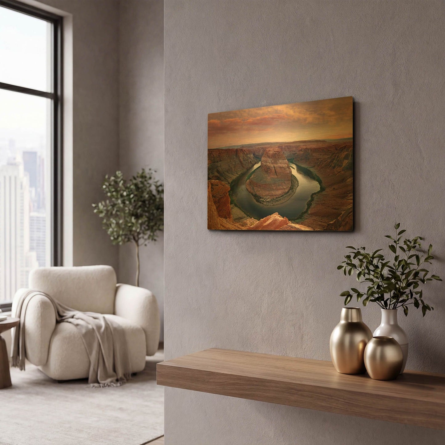 'Horseshoe Bend Dusk' By Mike Jones Gold Metal Wall Art