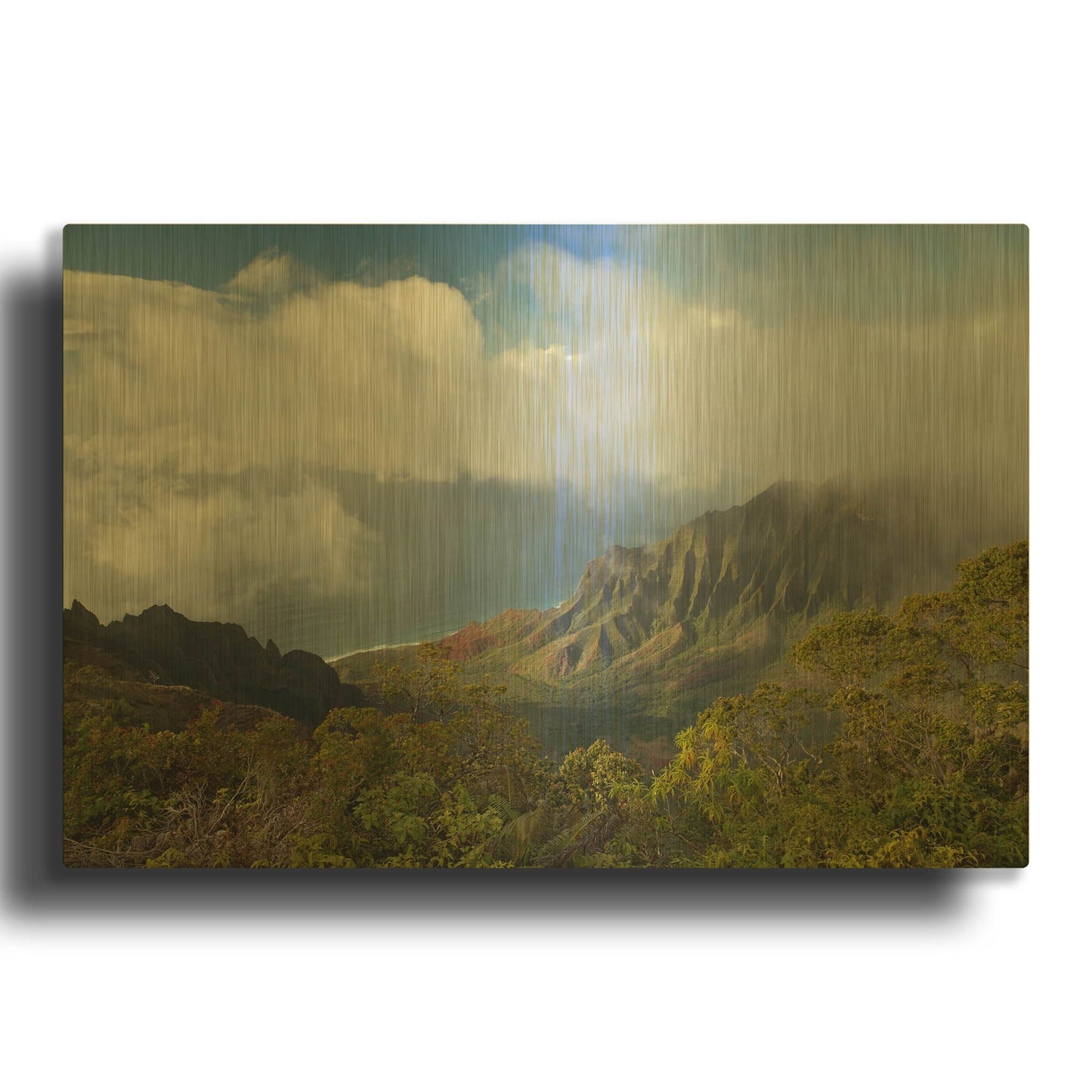 'Kauai Kalalou Canyon' By Mike Jones Gold Metal Wall Art