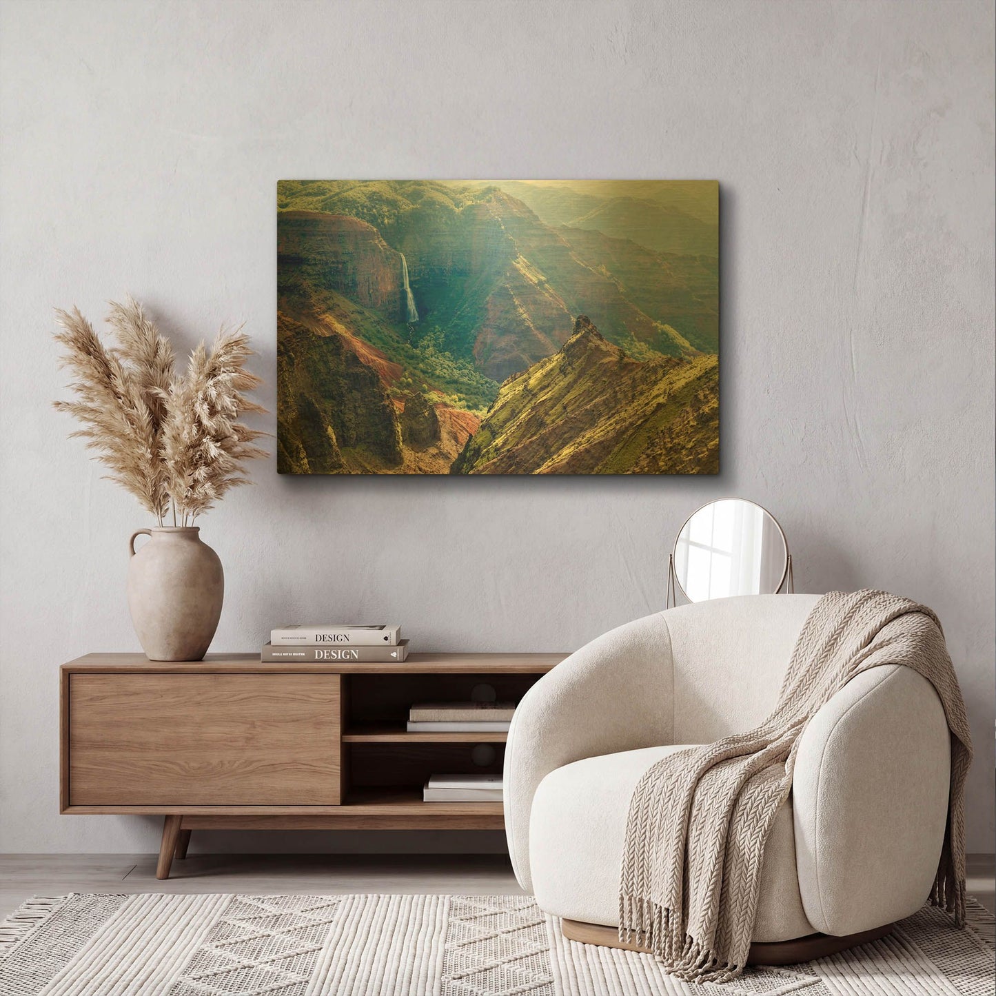 'Kauai Waimea Canyon Waipoo Falls' By Mike Jones Gold Metal Wall Art