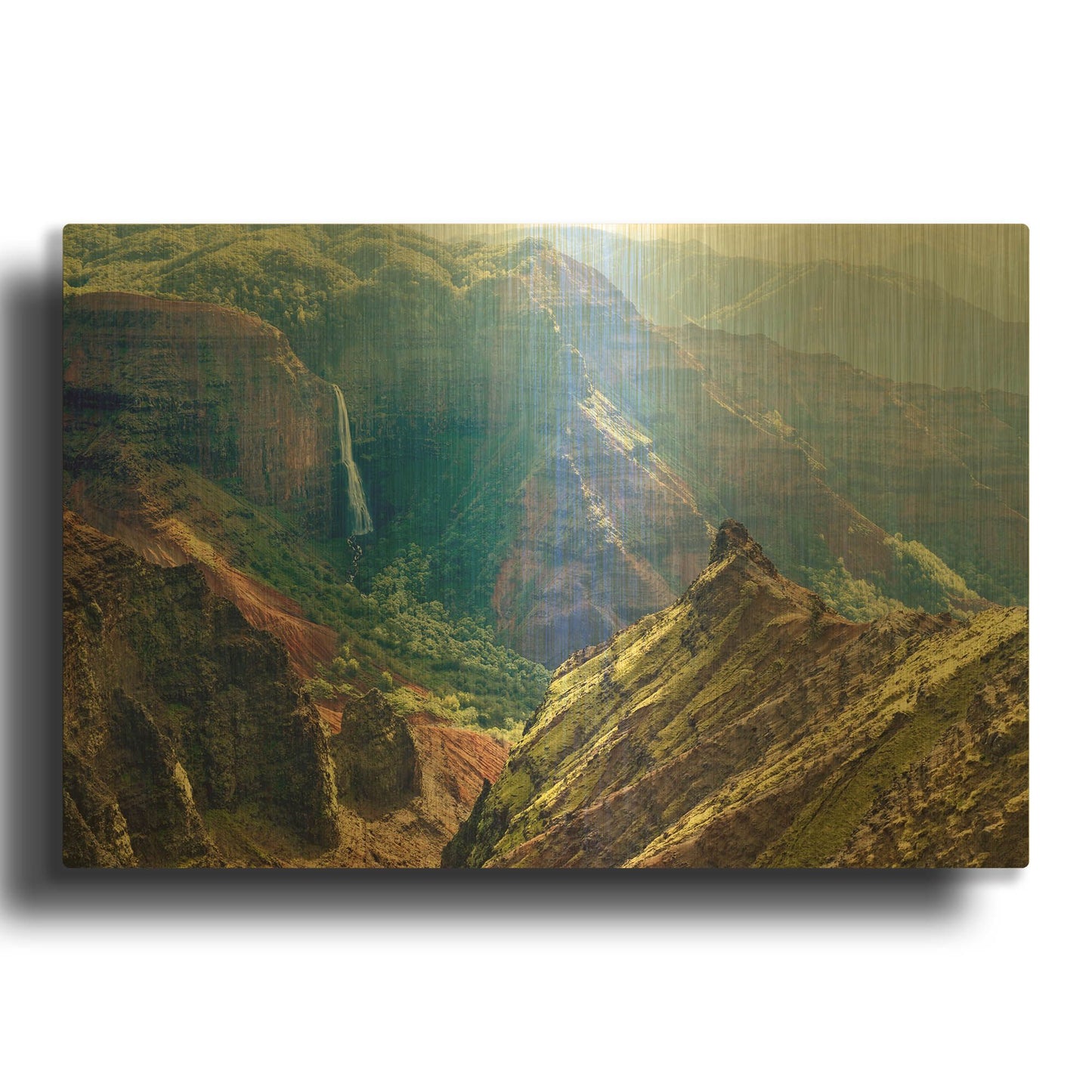 'Kauai Waimea Canyon Waipoo Falls' By Mike Jones Gold Metal Wall Art