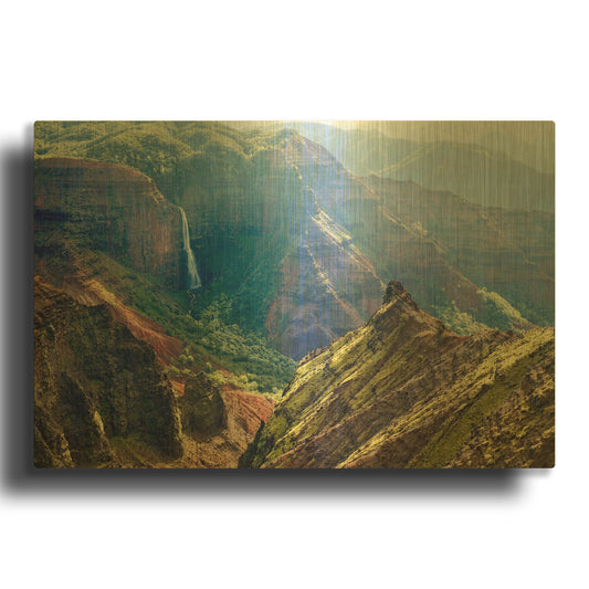 'Kauai Waimea Canyon Waipoo Falls' By Mike Jones Gold Metal Wall Art