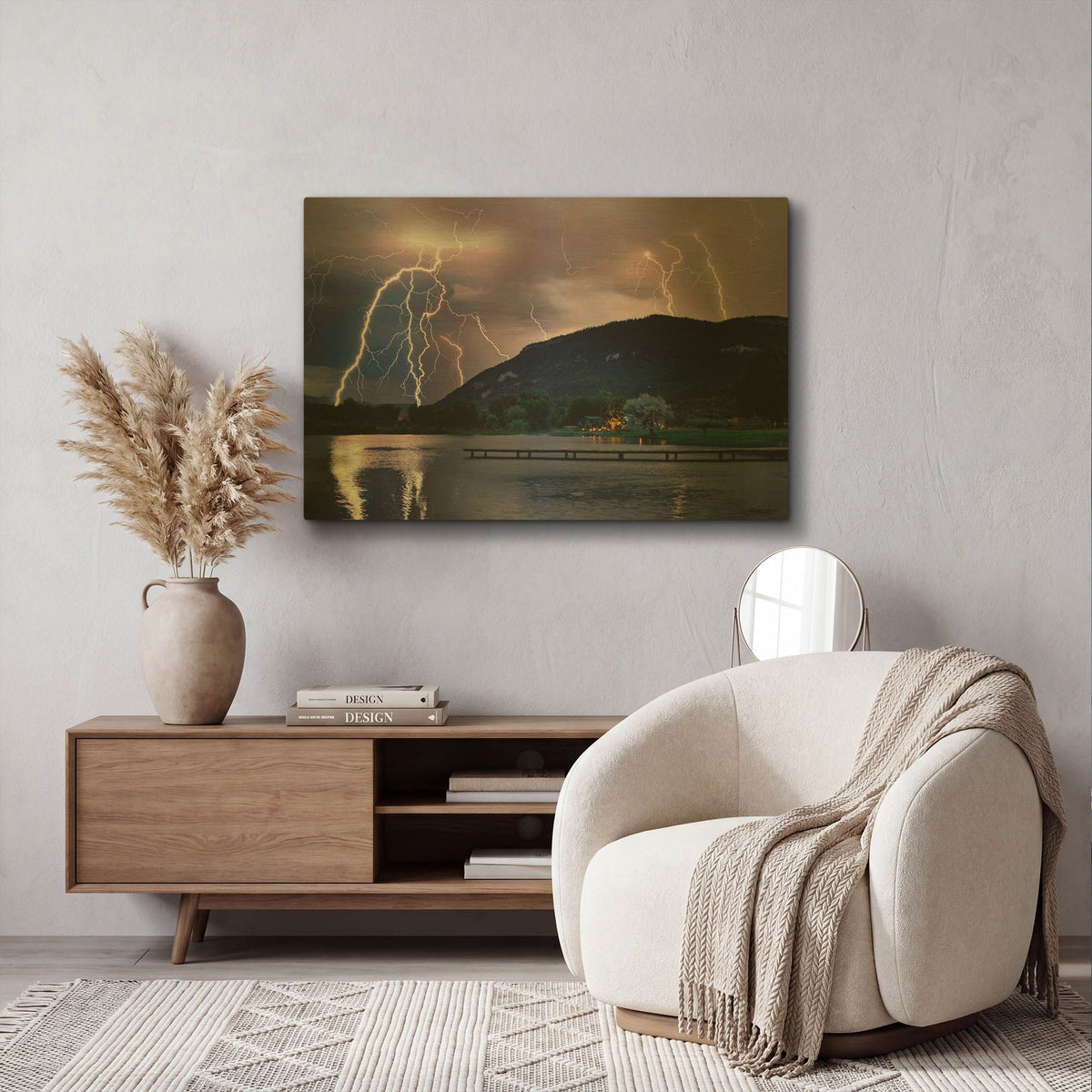 'Lightning Campground' By Mike Jones Gold Metal Wall Art