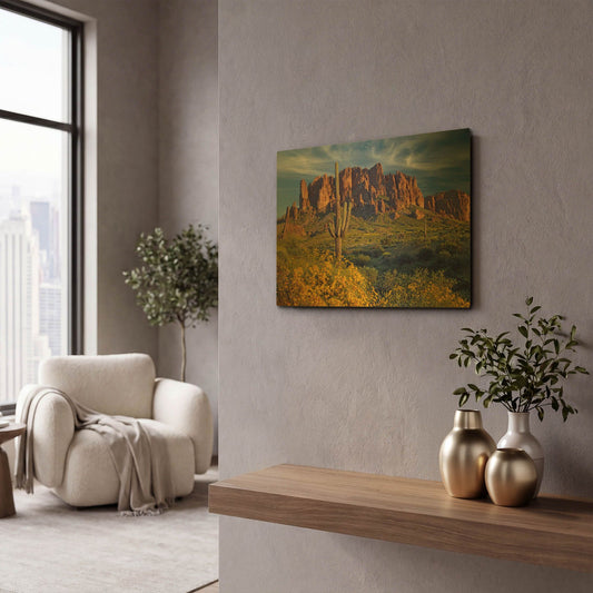 'Lost Dutchman flowers' By Mike Jones Gold Metal Wall Art