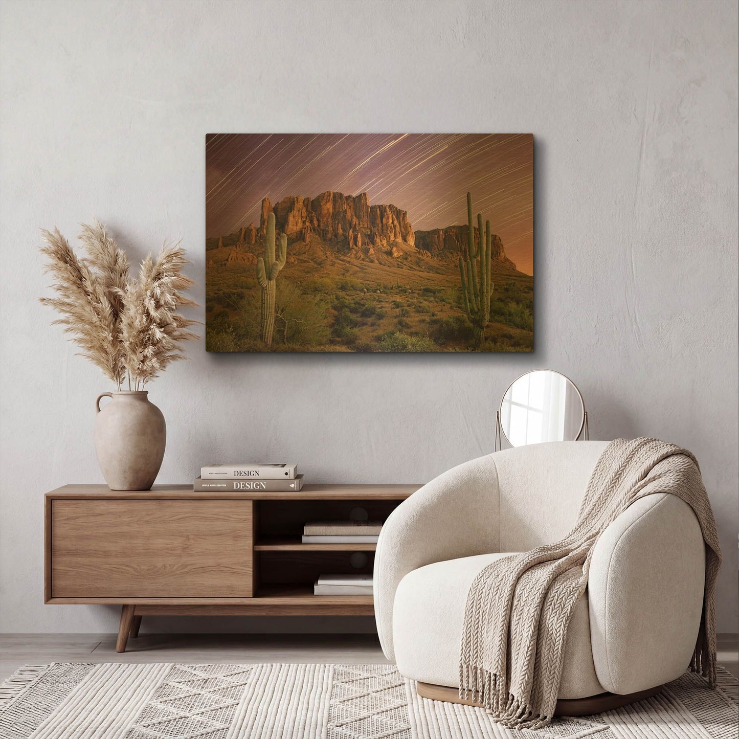 'Lost Dutchman Star Trails' By Mike Jones Gold Metal Wall Art