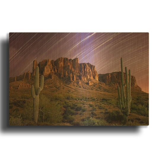 'Lost Dutchman Star Trails' By Mike Jones Gold Metal Wall Art
