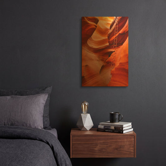 'Lower Antelope Canyon Ladder' By Mike Jones Gold Metal Wall Art