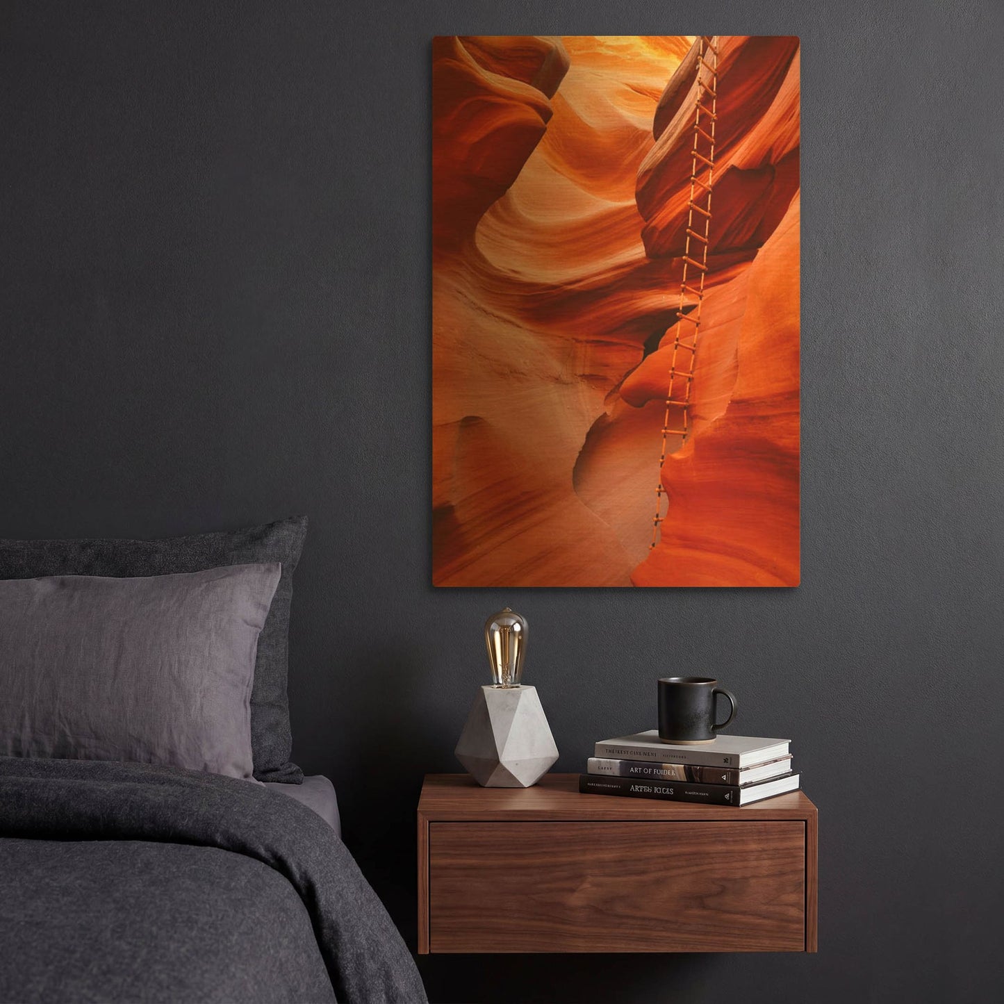 'Lower Antelope Canyon Ladder' By Mike Jones Gold Metal Wall Art