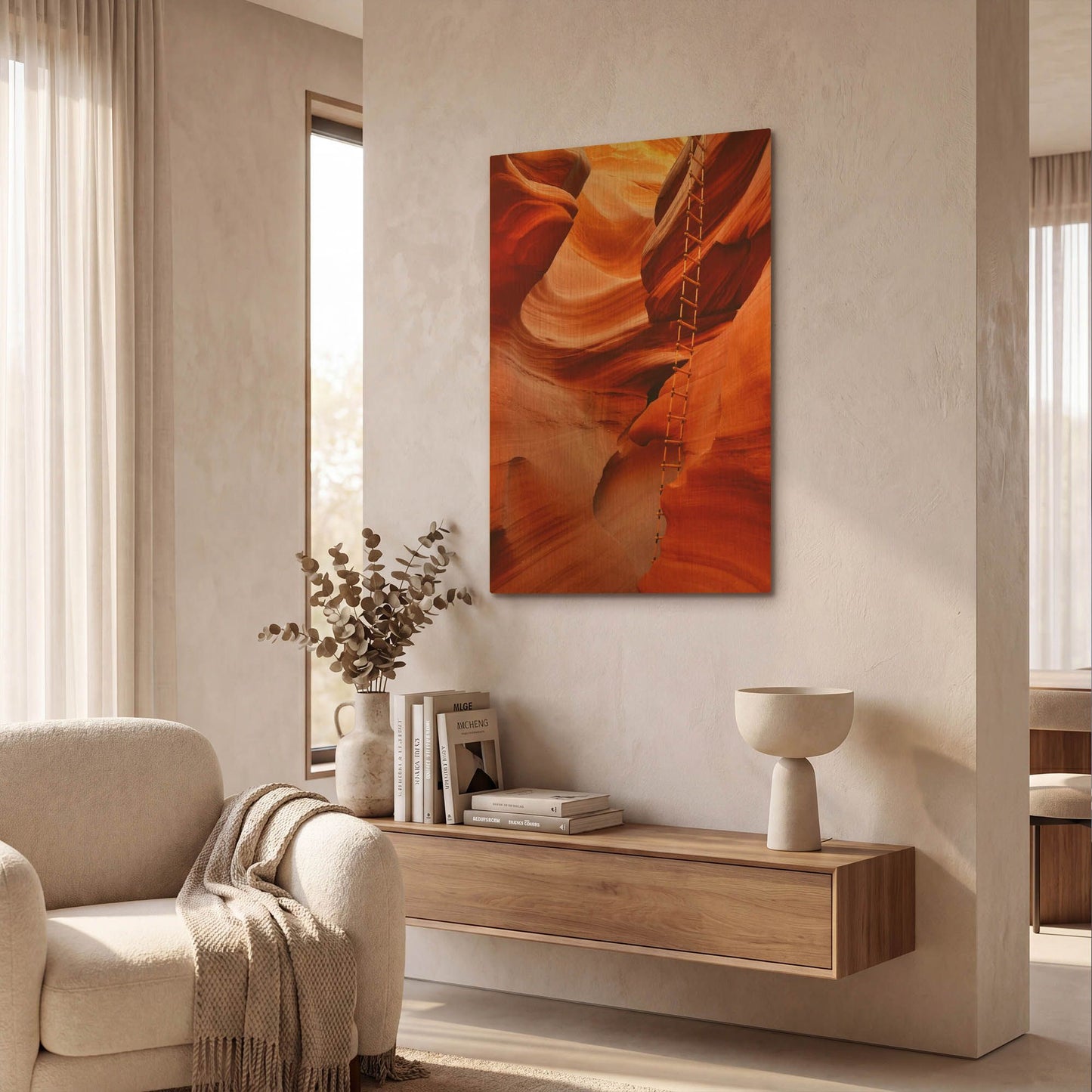 'Lower Antelope Canyon Ladder' By Mike Jones Gold Metal Wall Art
