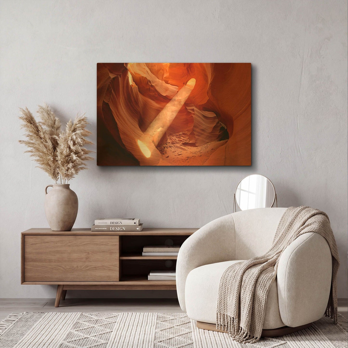 'Lower Antelope Light Beam' By Mike Jones Gold Metal Wall Art