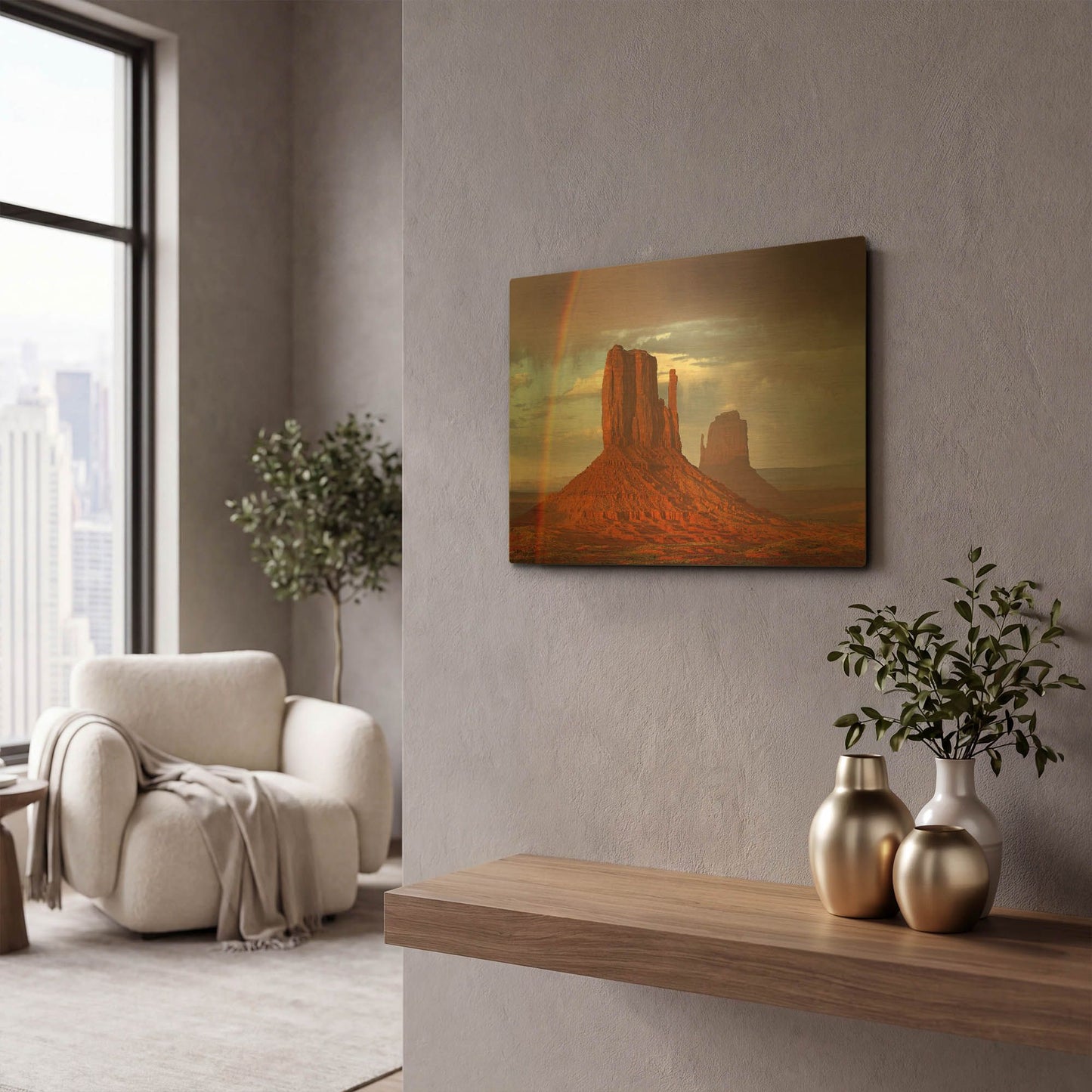 'Mittens Rainbow' By Mike Jones Gold Metal Wall Art