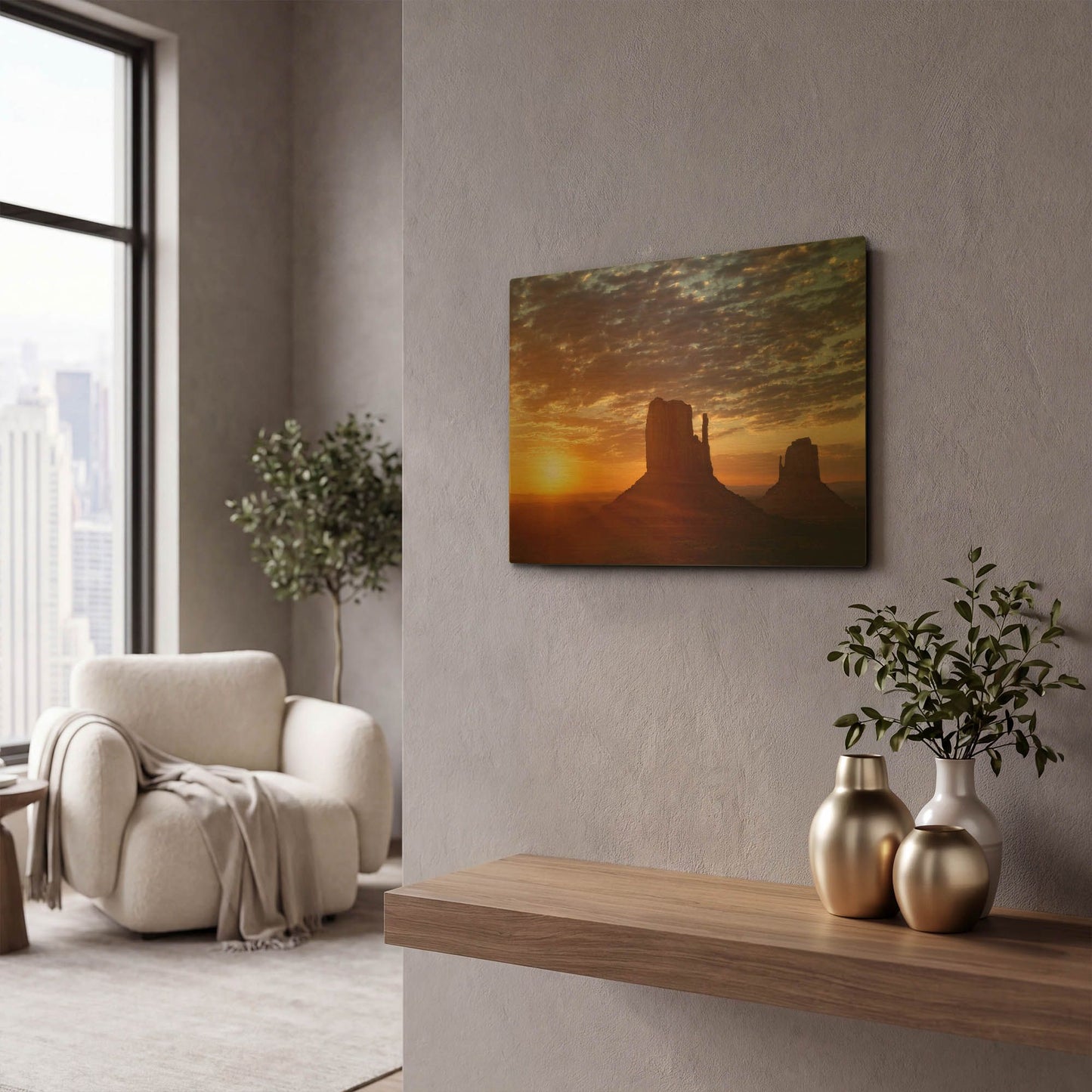 'Mittens Sunrise squeezecrop' By Mike Jones Gold Metal Wall Art