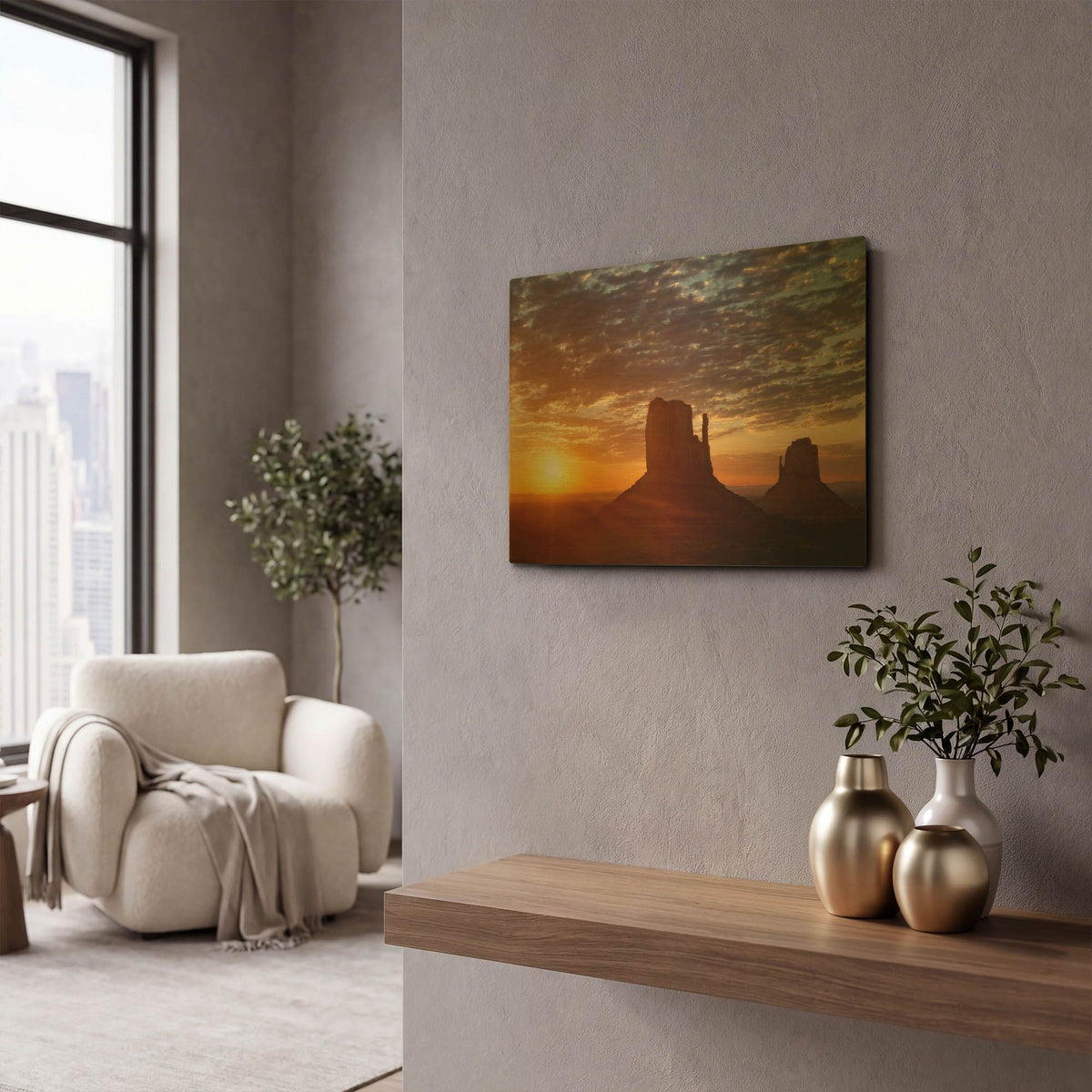 'Mittens Sunrise squeezecrop' By Mike Jones Gold Metal Wall Art