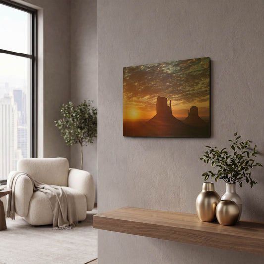 'Mittens Sunrise squeezecrop' By Mike Jones Gold Metal Wall Art