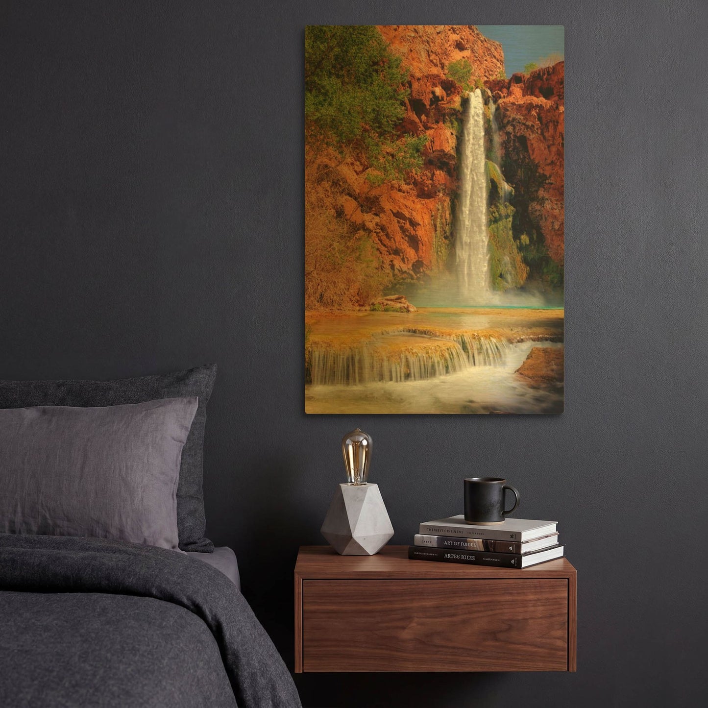 'Mooney Falls' By Mike Jones Gold Metal Wall Art