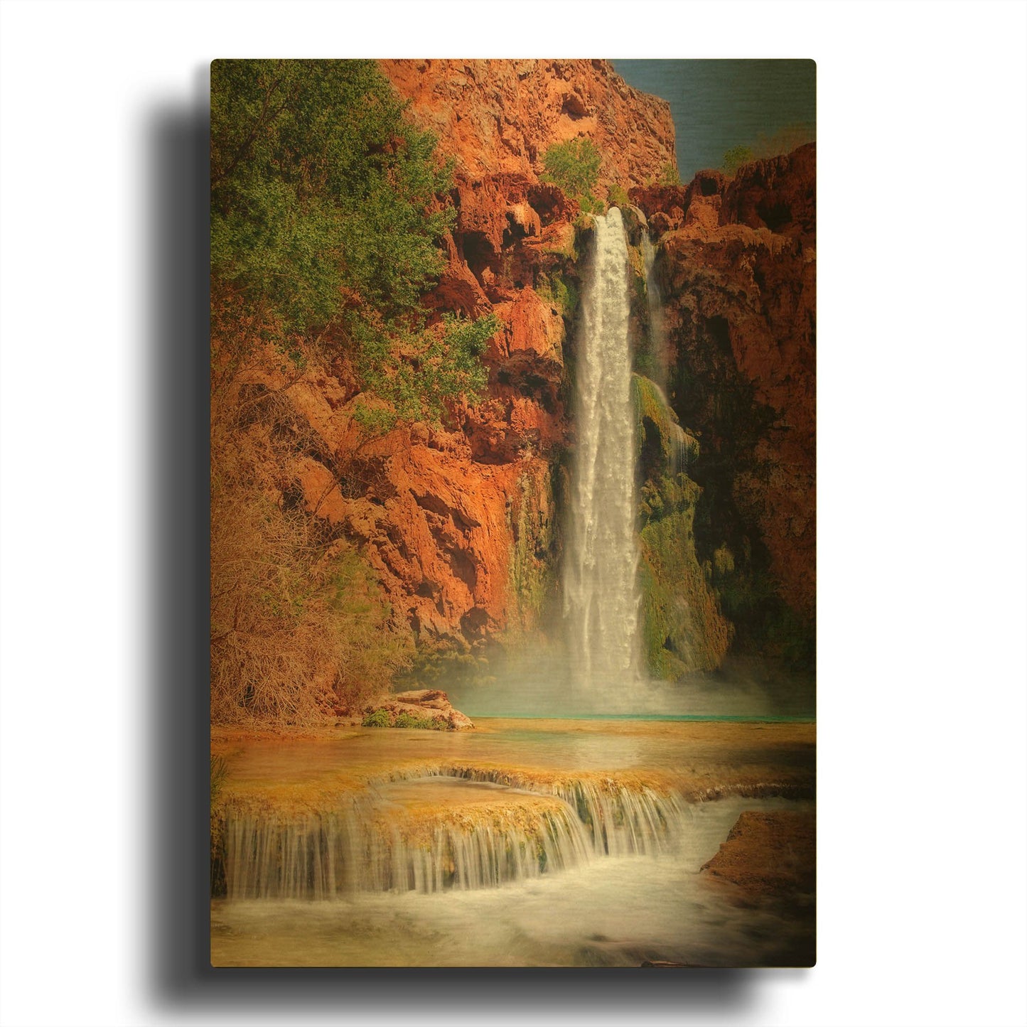 'Mooney Falls' By Mike Jones Gold Metal Wall Art