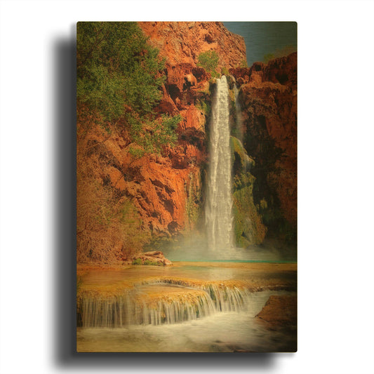 'Mooney Falls' By Mike Jones Gold Metal Wall Art