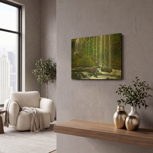 'Mossbrae Falls' By Mike Jones Gold Metal Wall Art