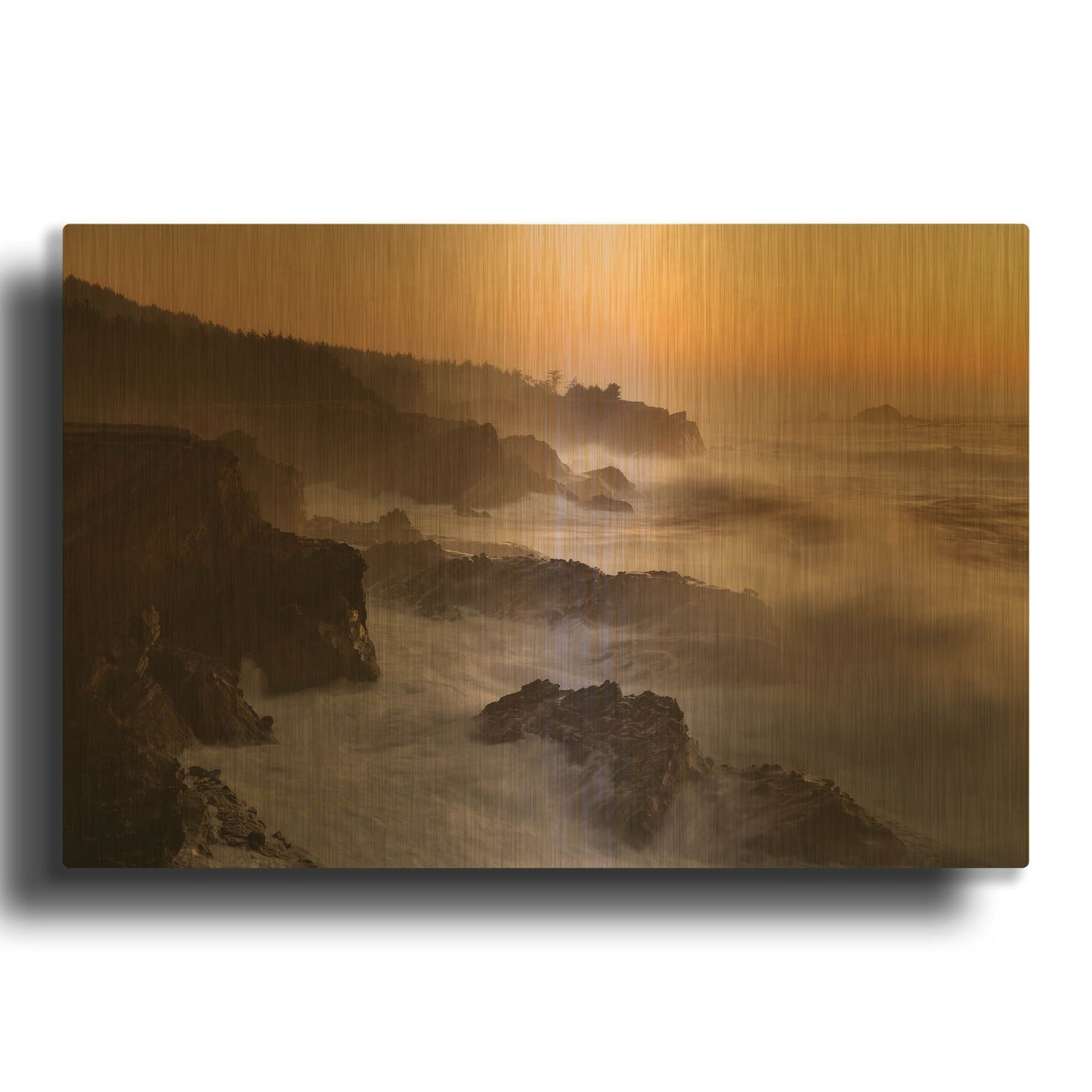 'Oregon Shore Acres SP Dusk' By Mike Jones Gold Metal Wall Art