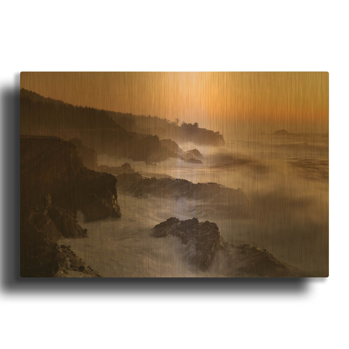 'Oregon Shore Acres SP Dusk' By Mike Jones Gold Metal Wall Art