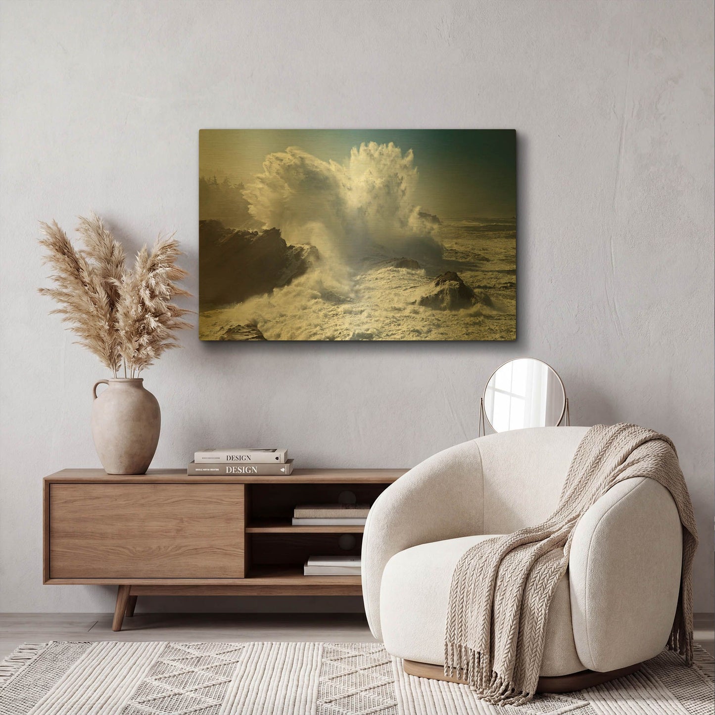 'Oregon Shore Acres SP Wave' By Mike Jones Gold Metal Wall Art