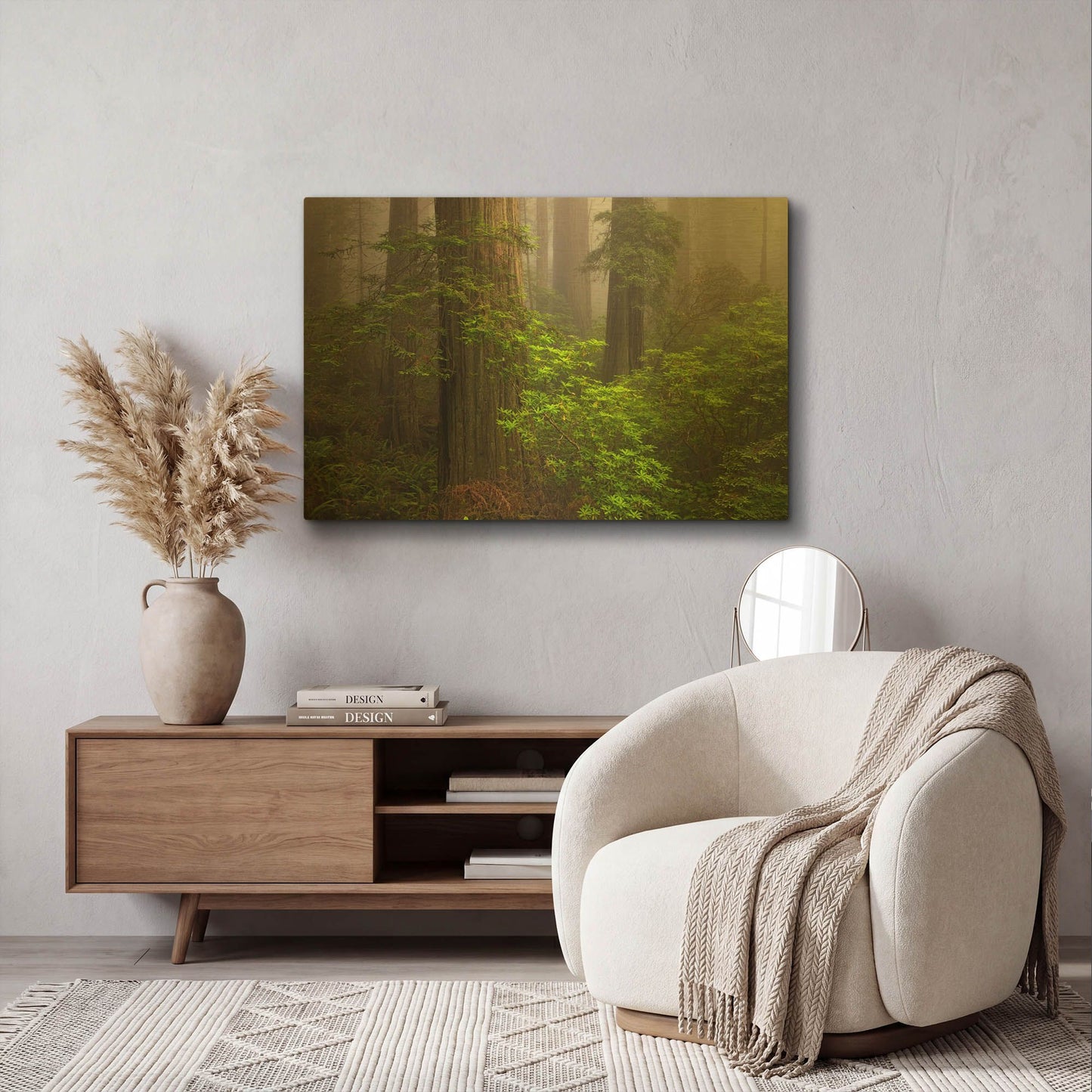 'Redwoods Fog' By Mike Jones Gold Metal Wall Art
