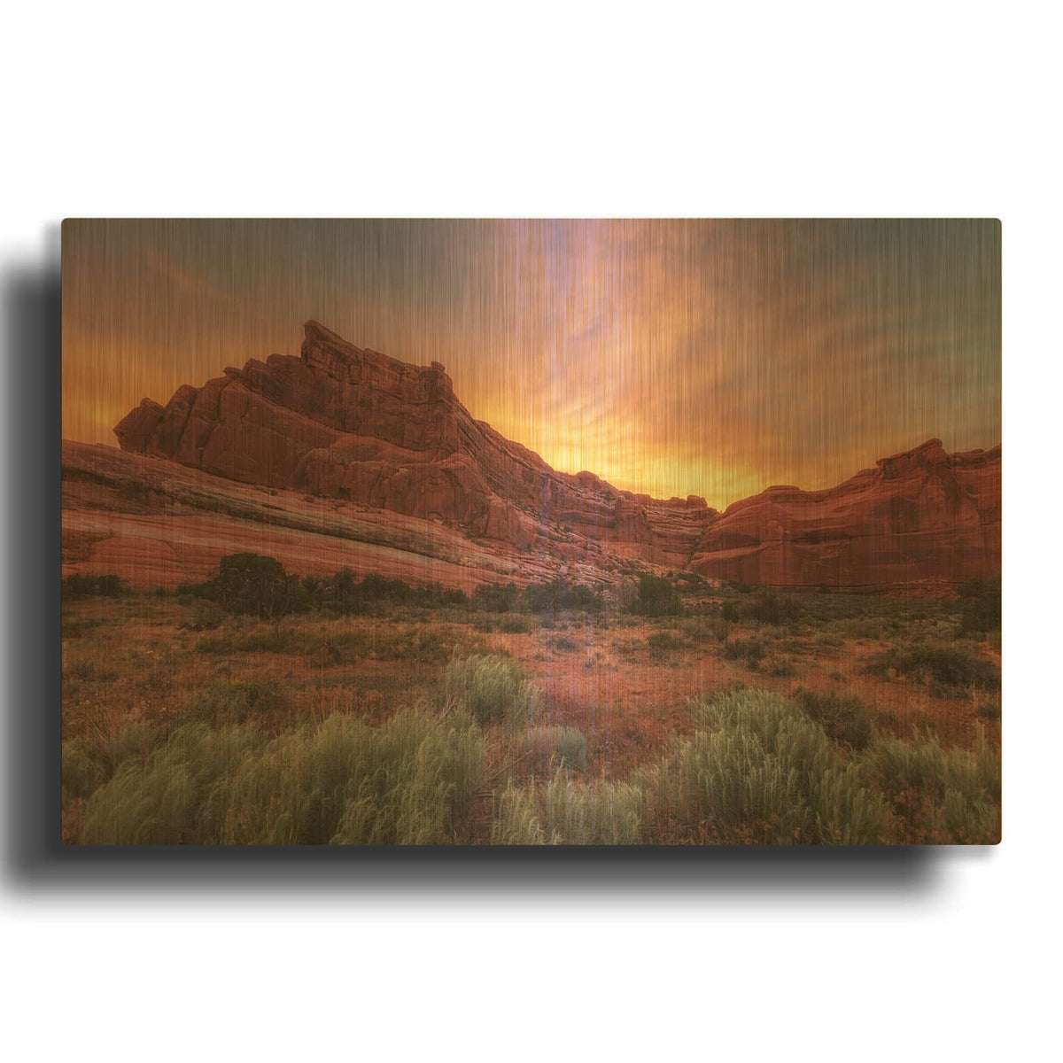 'Arches Sky Fire - Arches National Park' By Darren White Gold Metal Wall Art