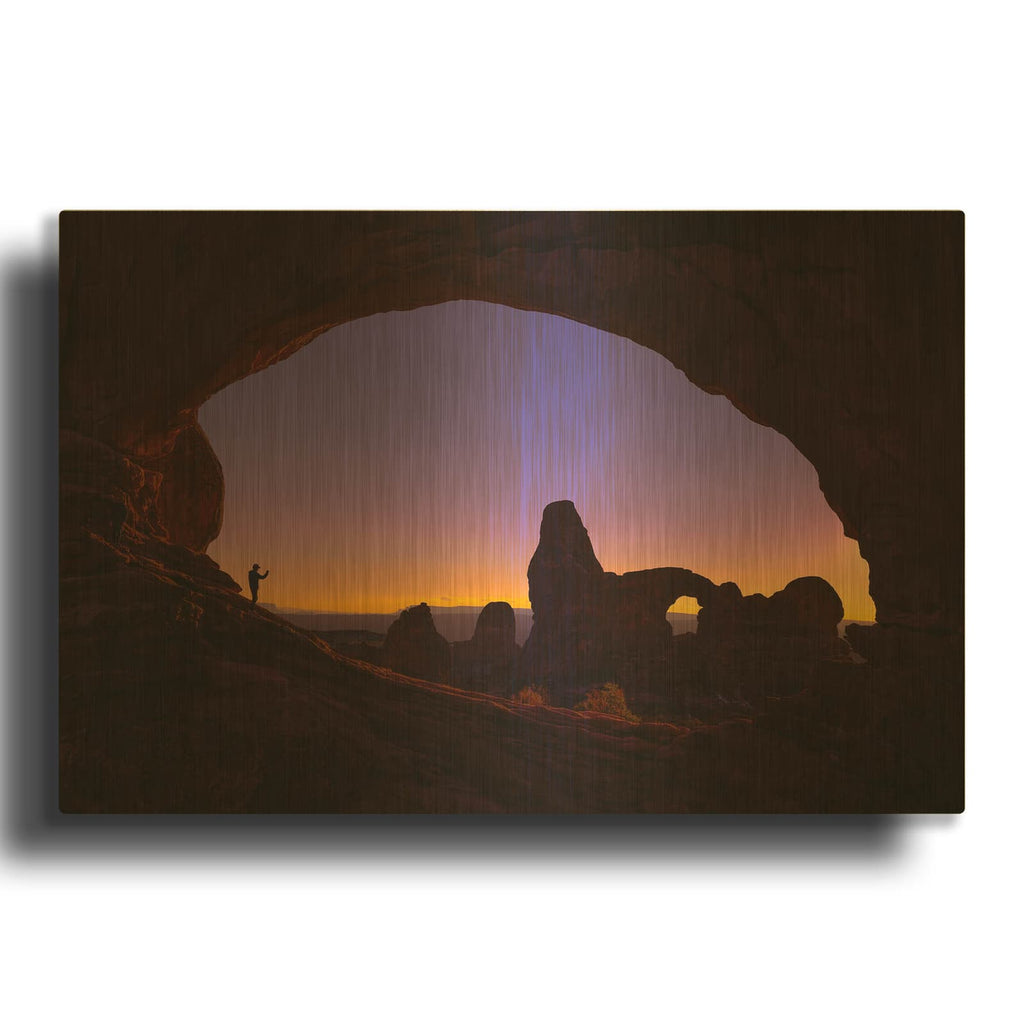 'Arches Witness - Arches National Park' By Darren White Gold Metal Wall Art