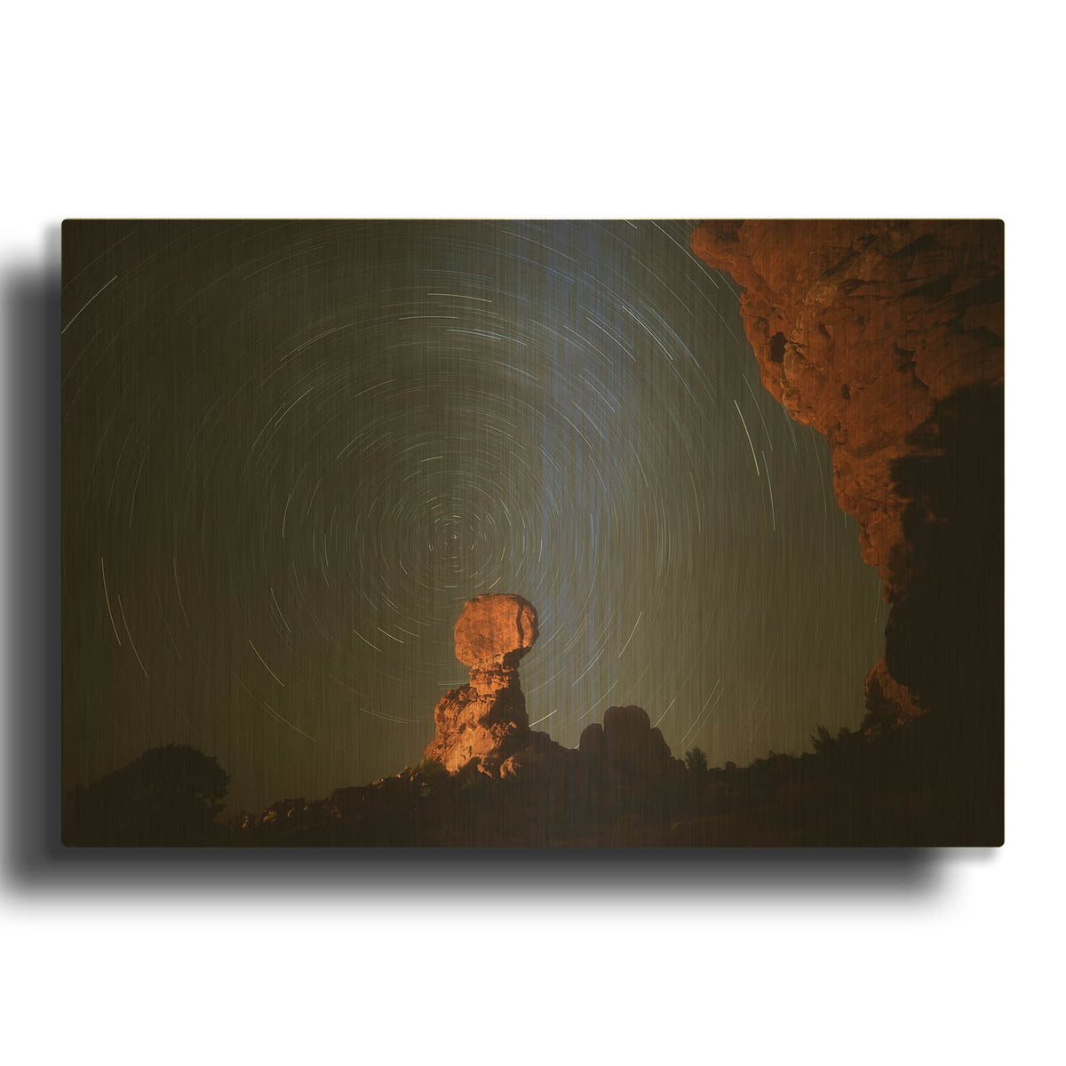 'Balanced Spin - Arches National Park' By Darren White Gold Metal Wall Art