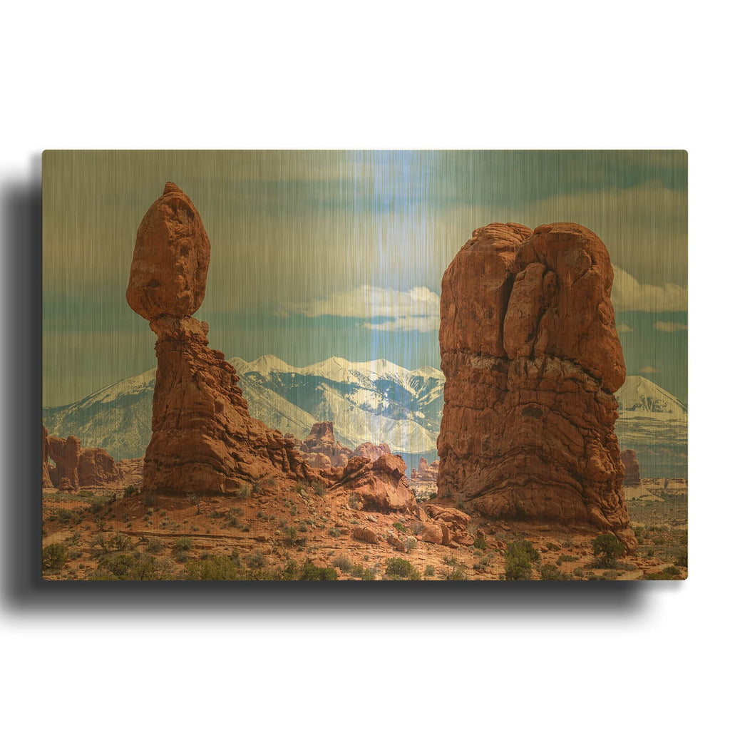 'Balanced Views - Arches National Park' By Darren White Gold Metal Wall Art