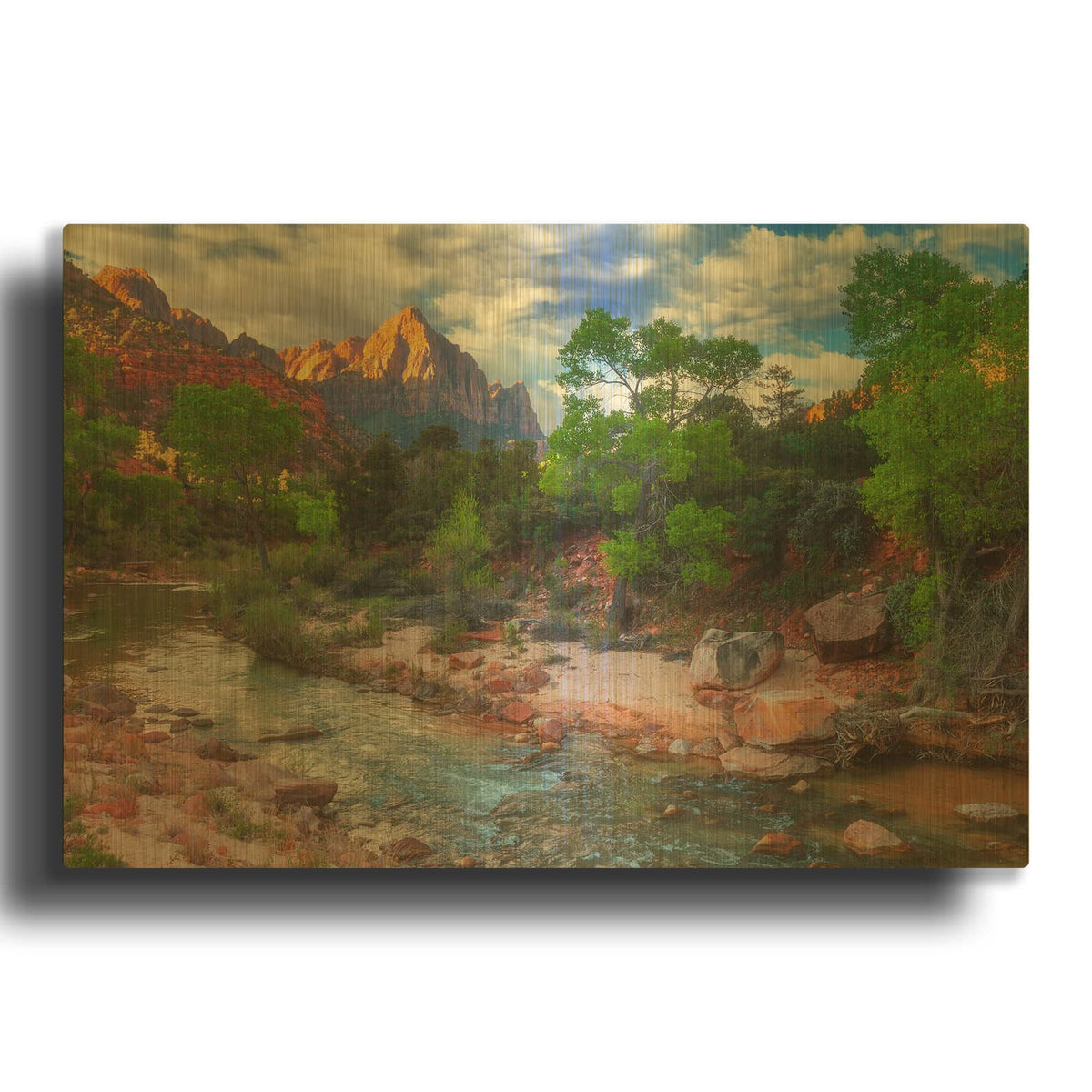 'Banks of Zion - Zion National Park' By Darren White Gold Metal Wall Art