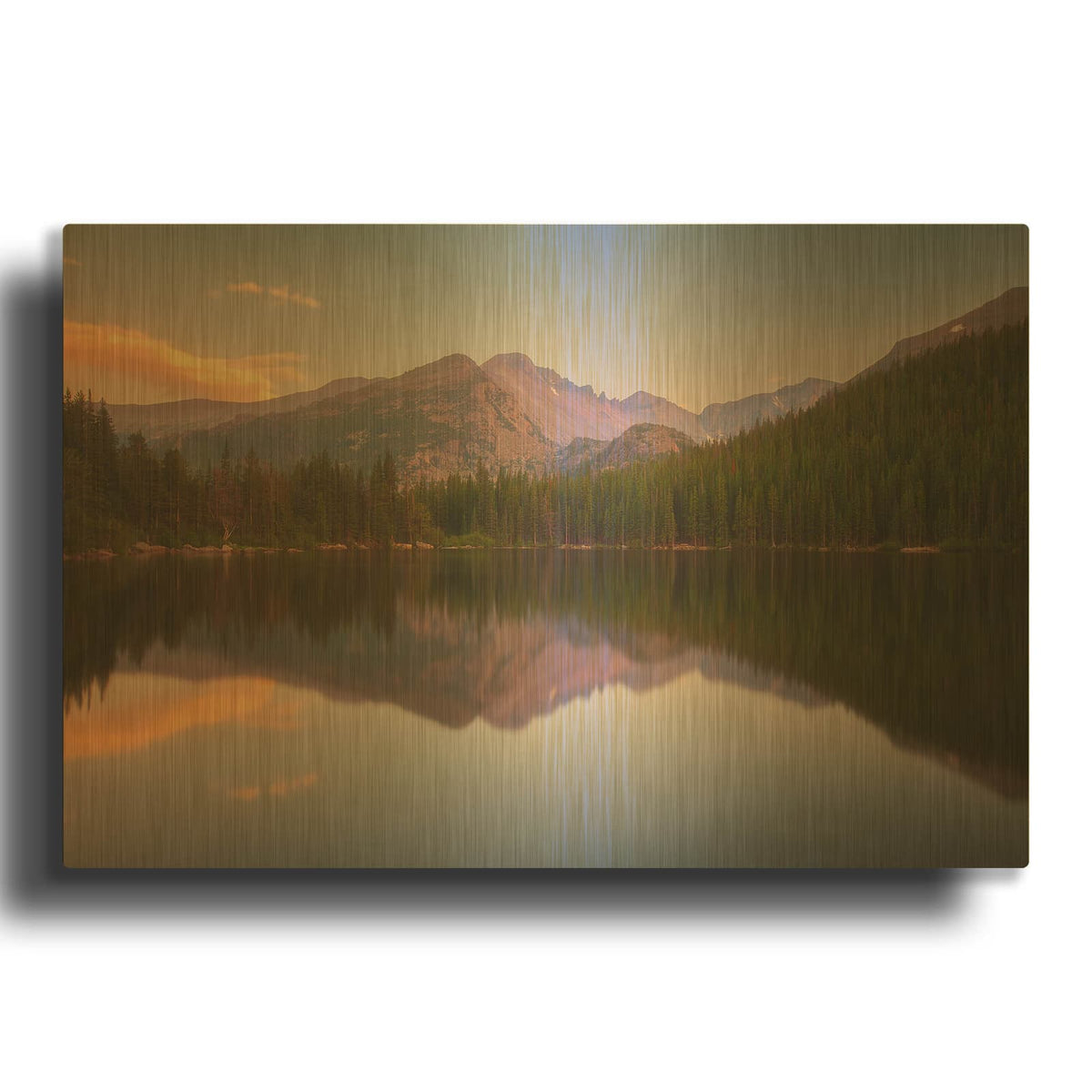 'Bear Lake Sunset Reflection - Rocky Mountain National Park' By Darren White Gold Metal Wall Art