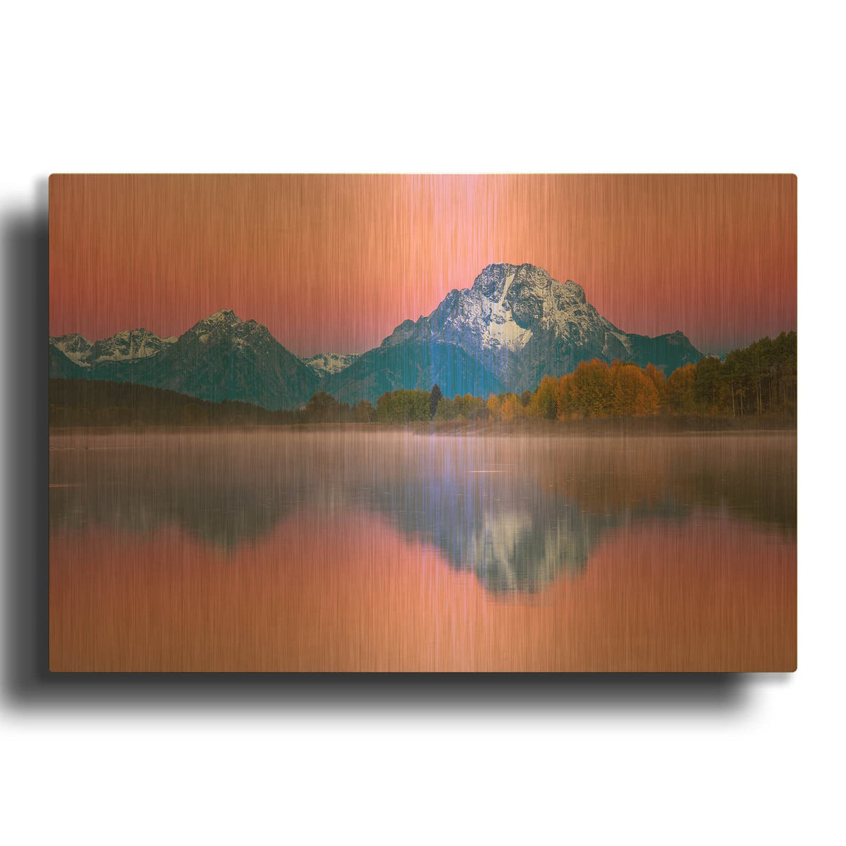 'Belt of Venus at Oxbow - Grand Teton National Park' By Darren White Gold Metal Wall Art