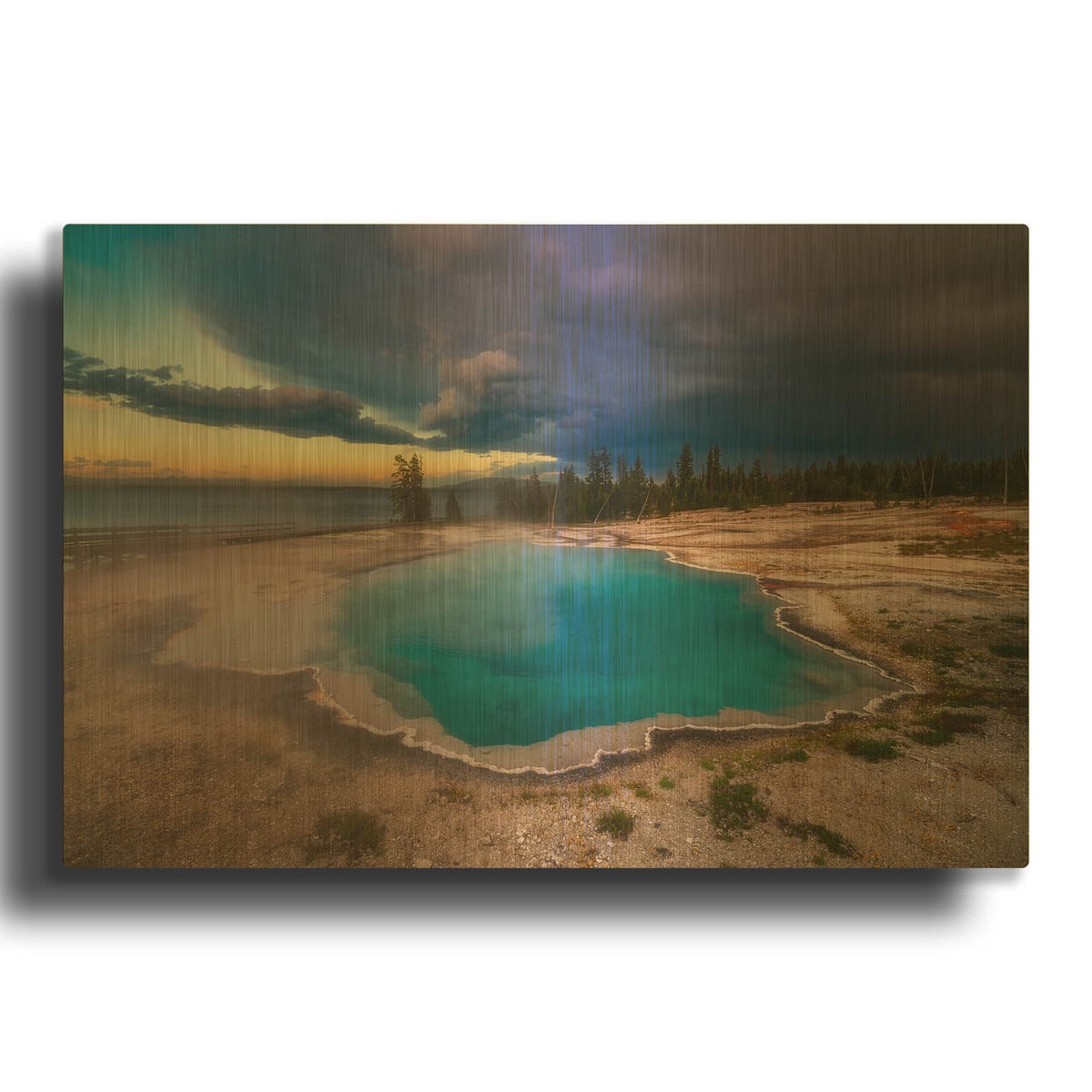 'Black Pool Storm - Yellowstone National Park' By Darren White Gold Metal Wall Art