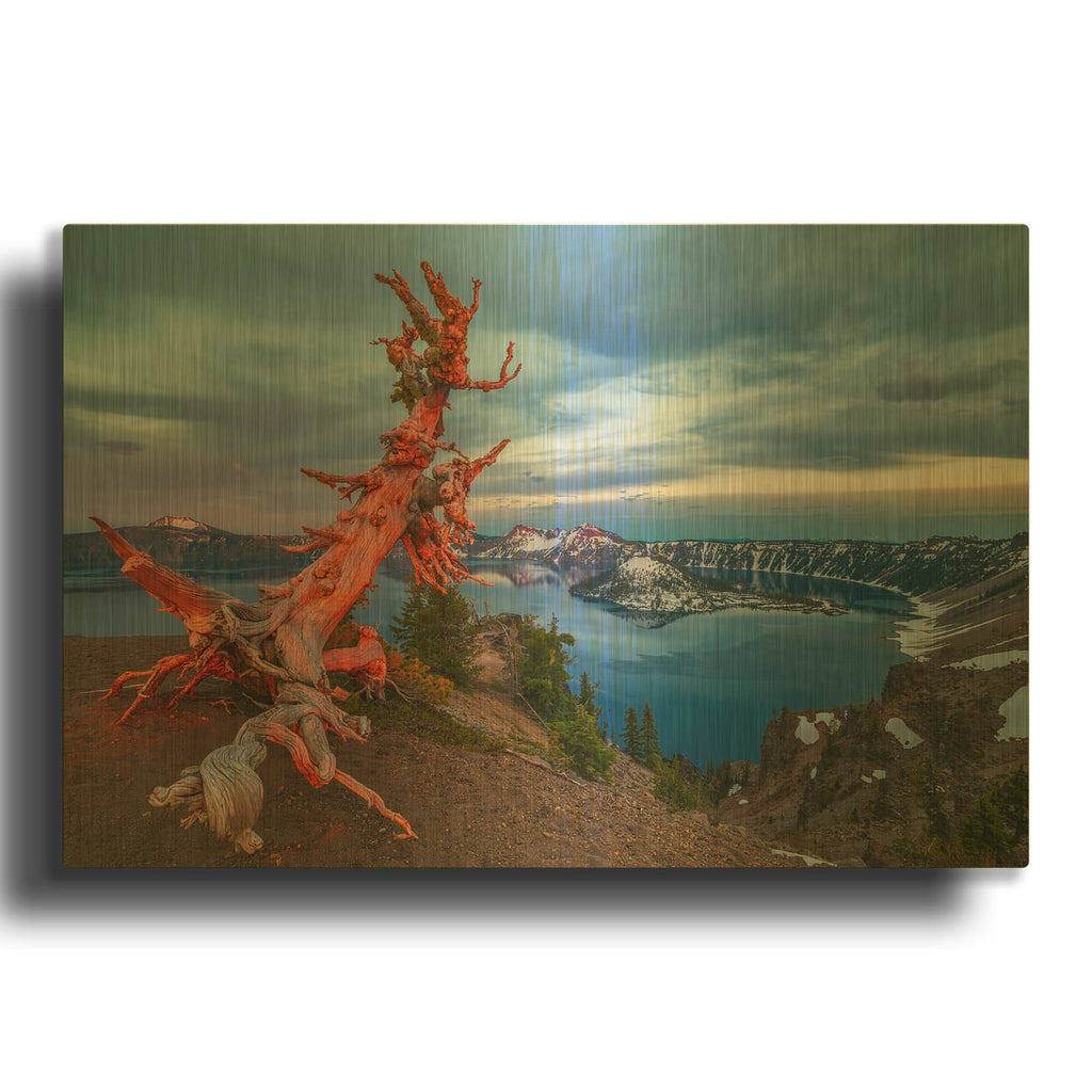 'Crater Lake Sunset Light - Crater Lake National Park' By Darren White Gold Metal Wall Art