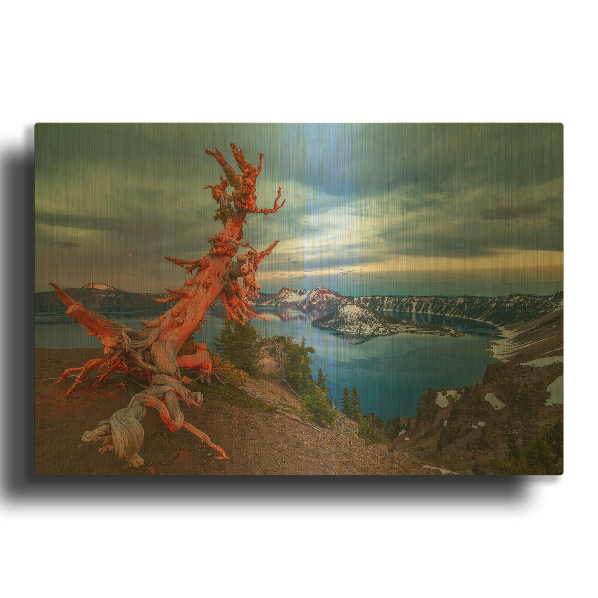'Crater Lake Sunset Light - Crater Lake National Park' By Darren White Gold Metal Wall Art