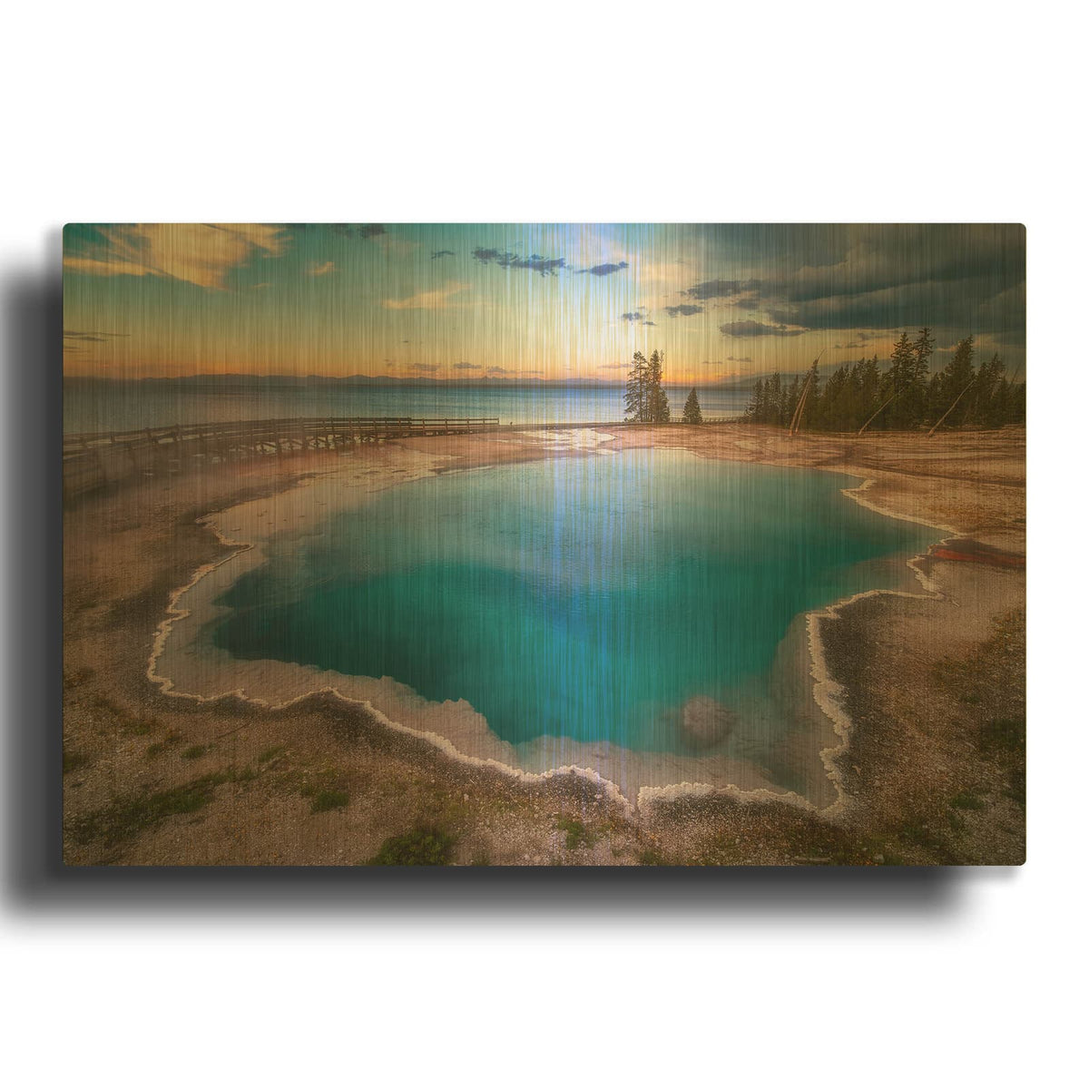 'Deep Blue copy - Yellowstone National Park' By Darren White Gold Metal Wall Art