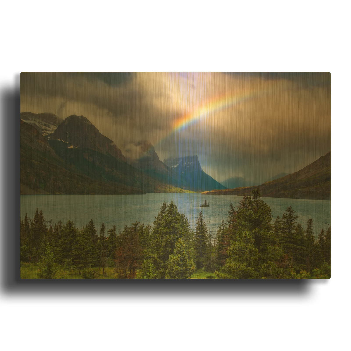 'Glacier Rainbow - Glacier National Park' By Darren White Gold Metal Wall Art