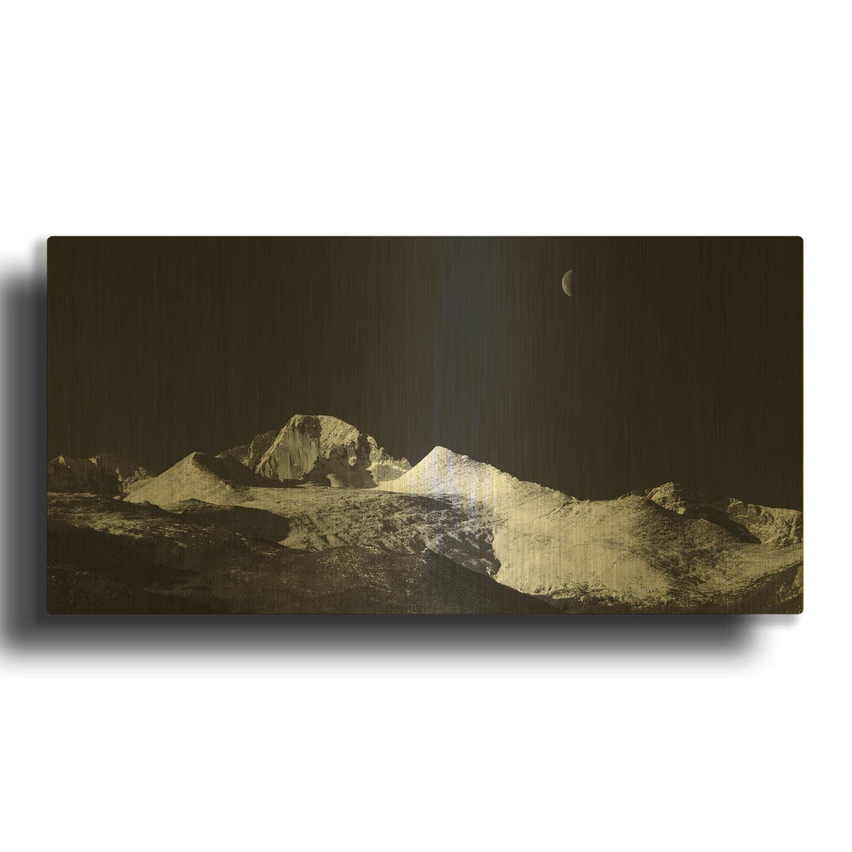 'Half Moon Over Longs Peak - Rocky Mountain National Park' By Darren White Gold Metal Wall Art